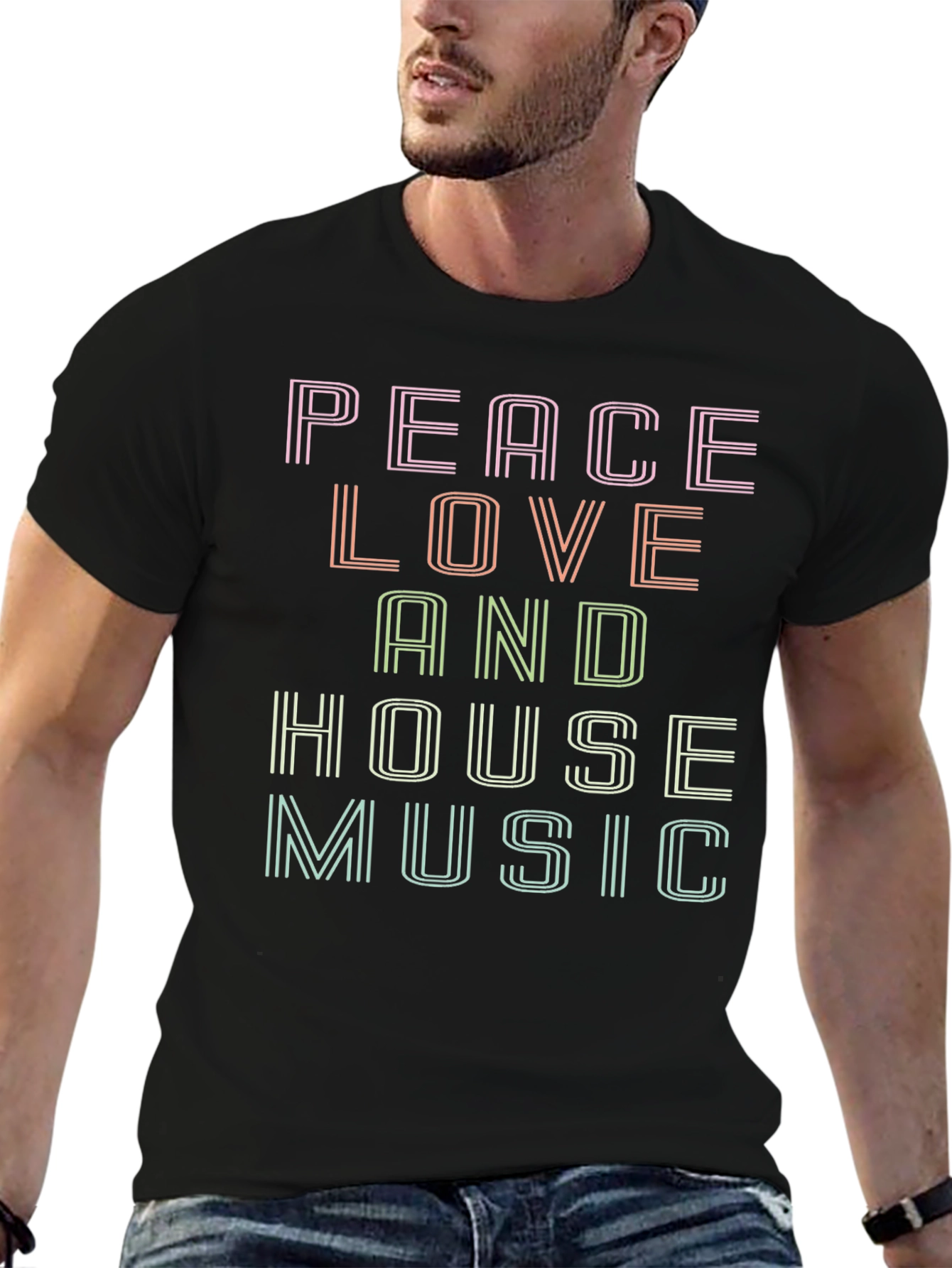 Peace Love House Music Graphic T-Shirt