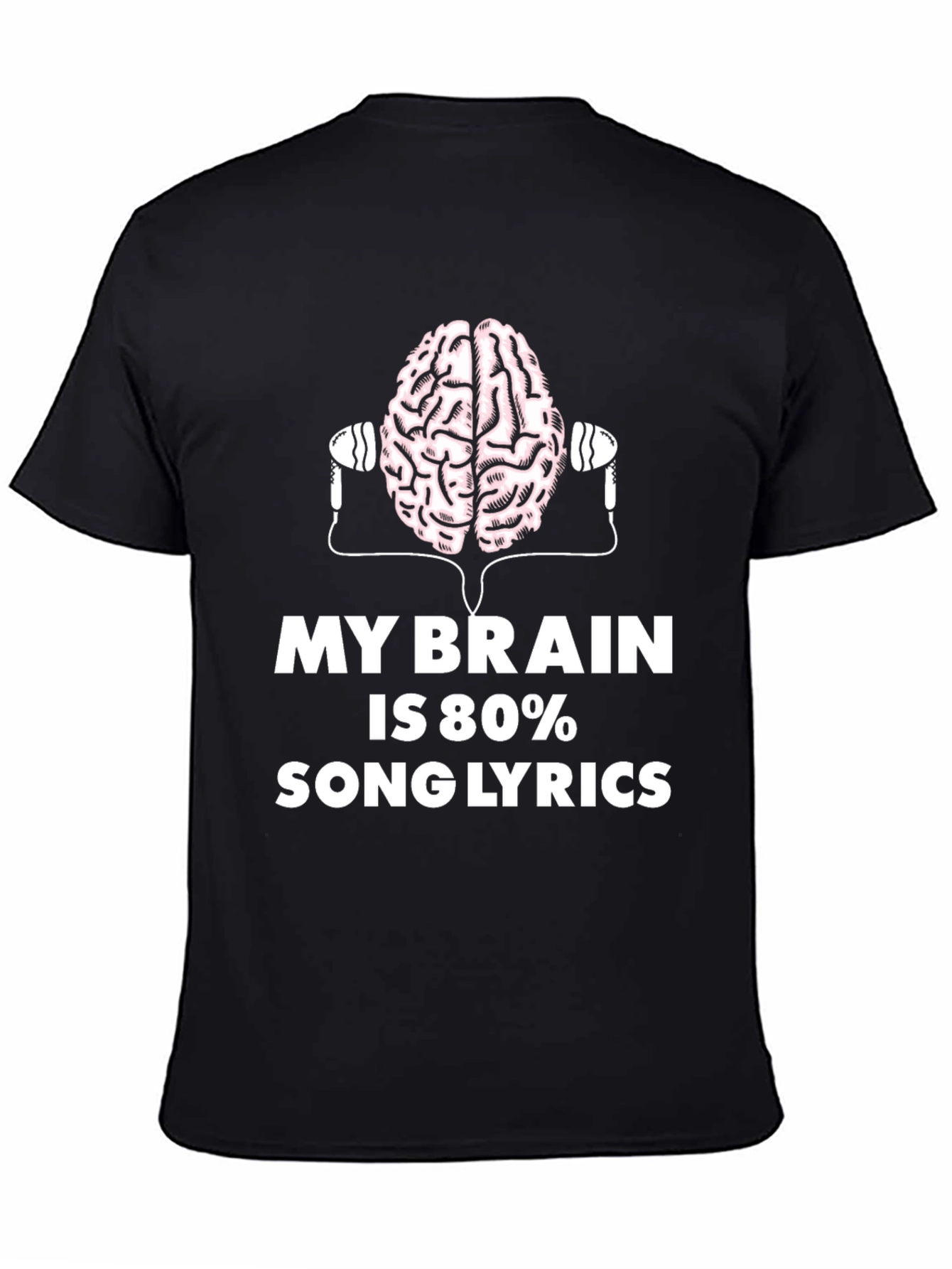 Brain 80% Song Lyrics Black T-Shirt