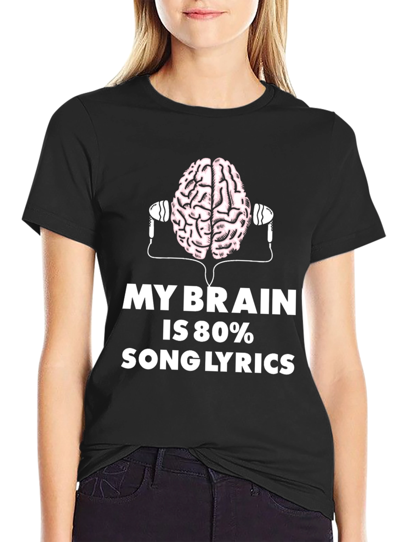 Brain 80% Song Lyrics Black T-Shirt