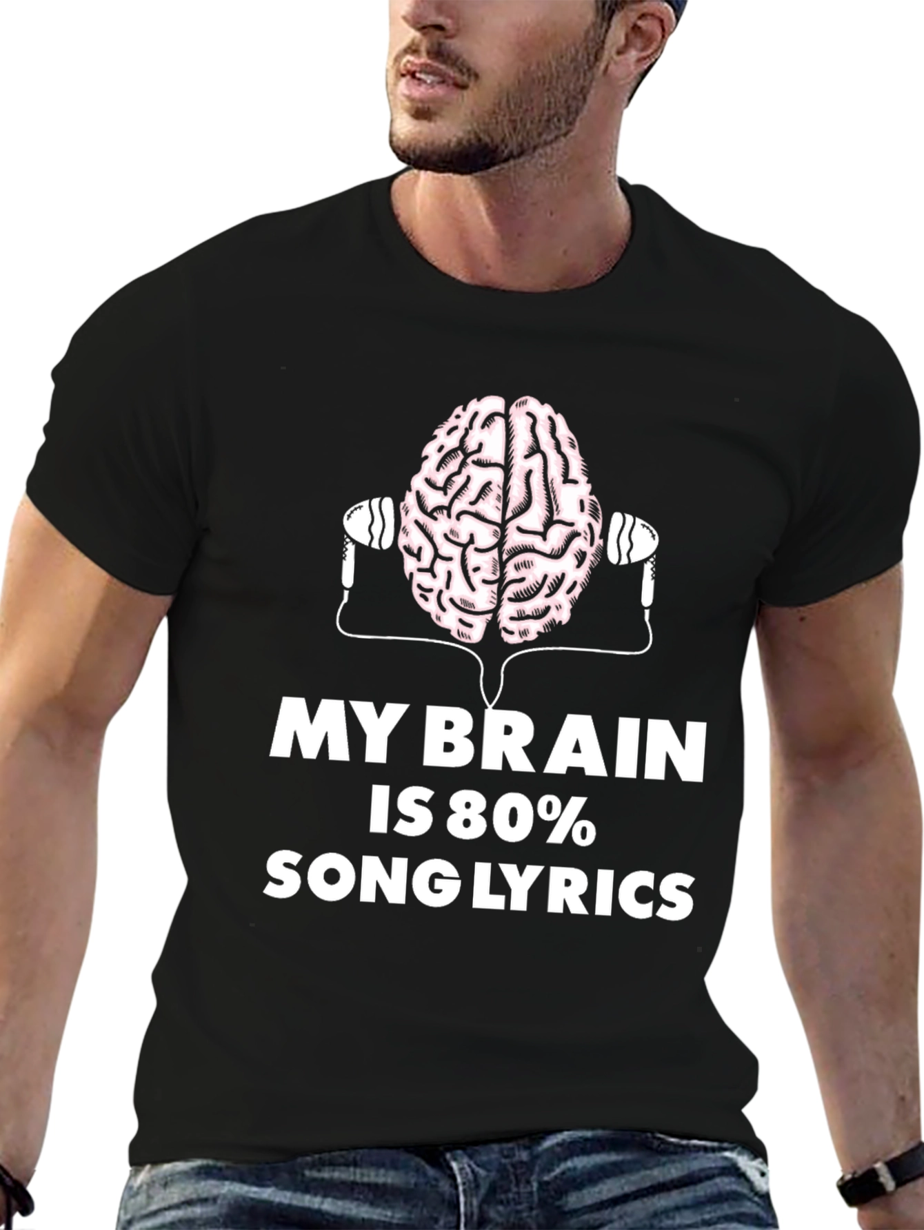 Brain 80% Song Lyrics Black T-Shirt
