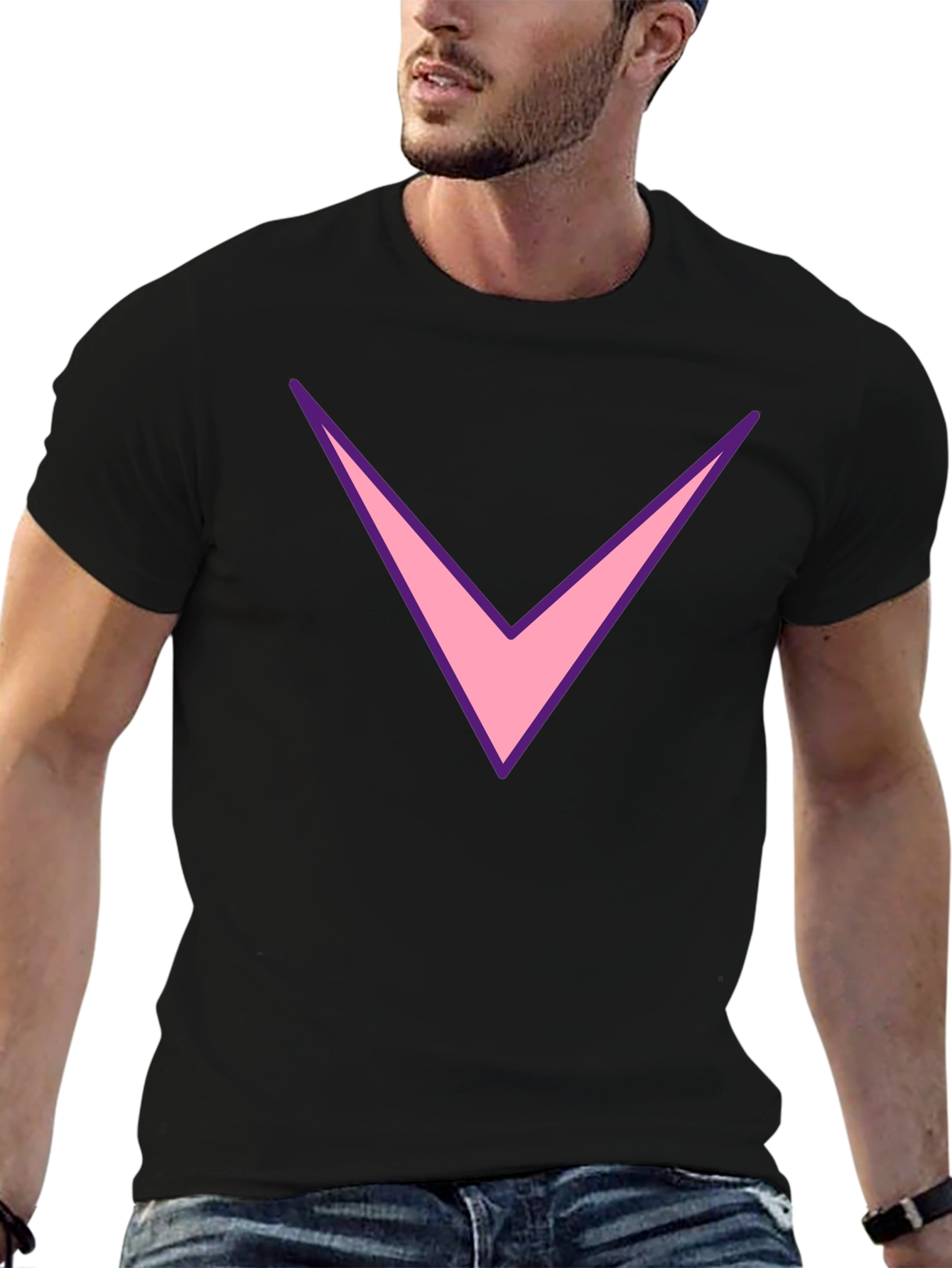 Black T-Shirt with Pink and Purple Chevron