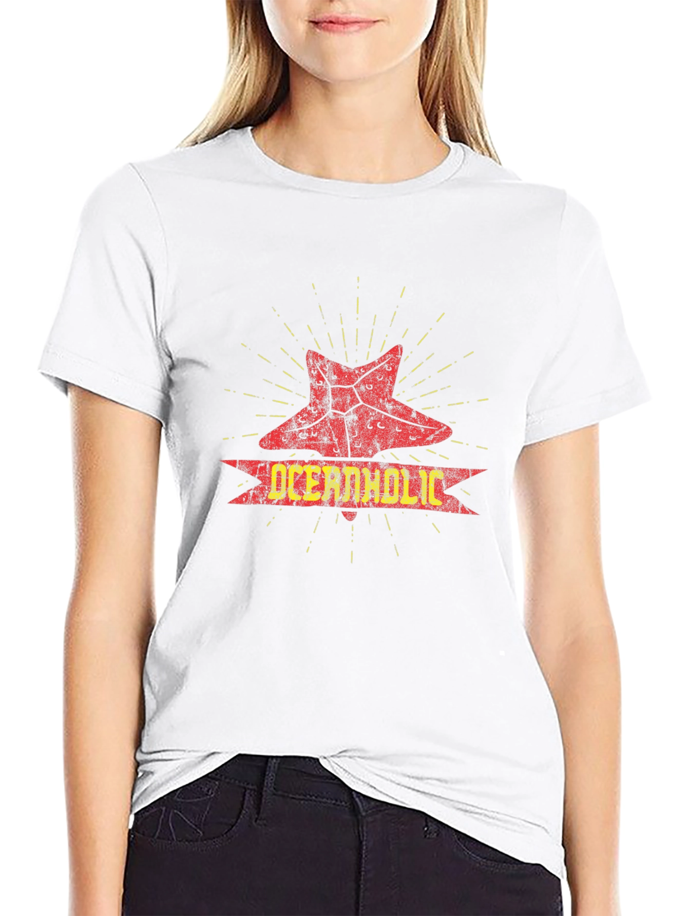 Oceanaholic Starfish Graphic Black T-Shirt