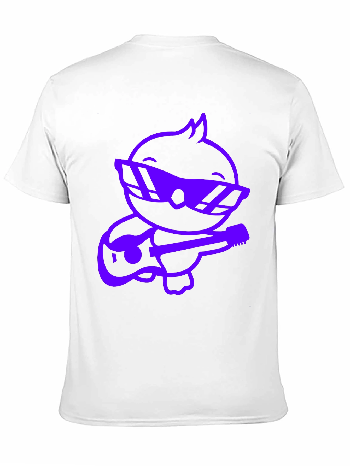 Cool Purple Cartoon Duck Guitarist Black T-Shirt