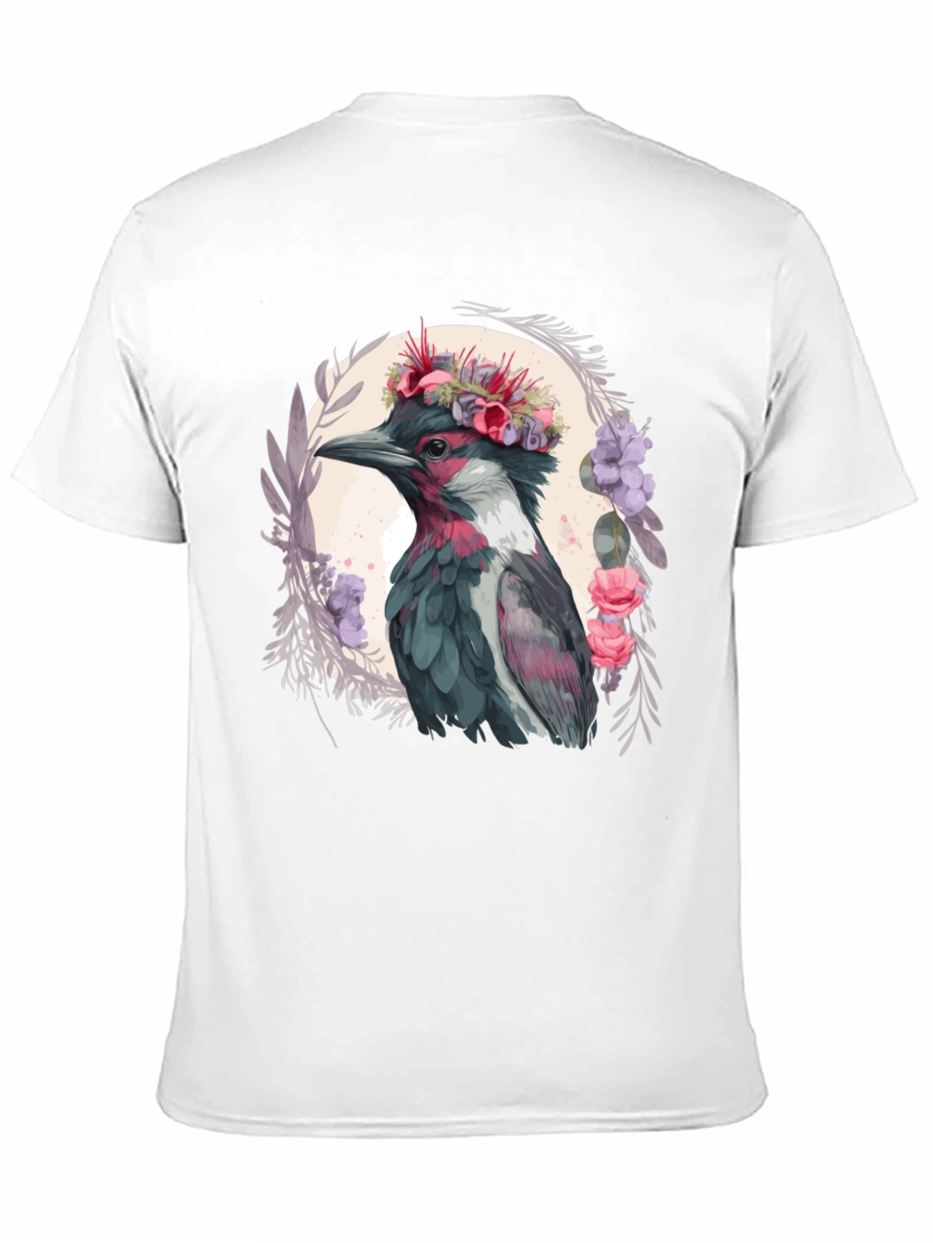 Floral Crowned Bird T-Shirt - Unique Graphic Tee