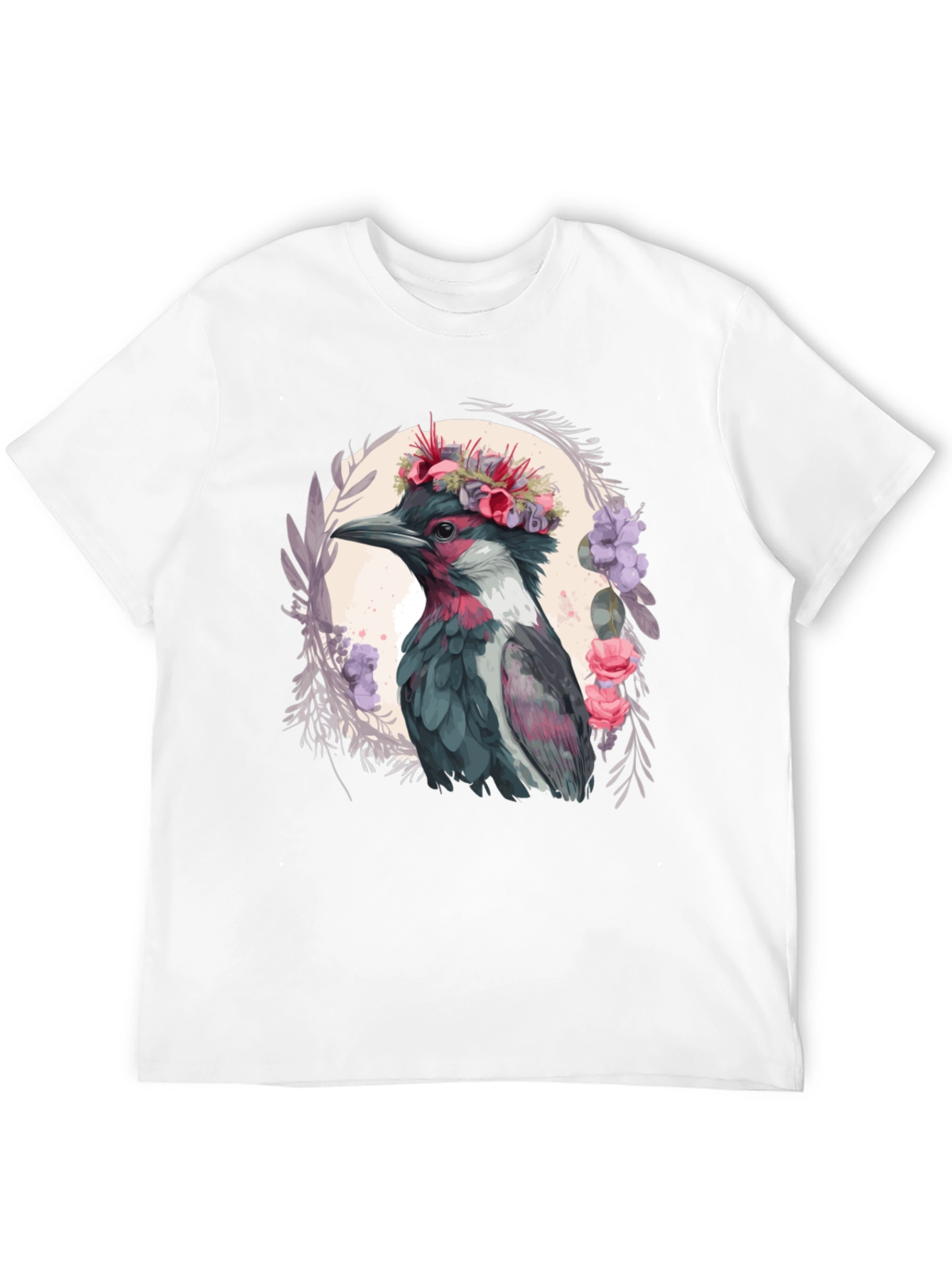 Floral Crowned Bird T-Shirt - Unique Graphic Tee