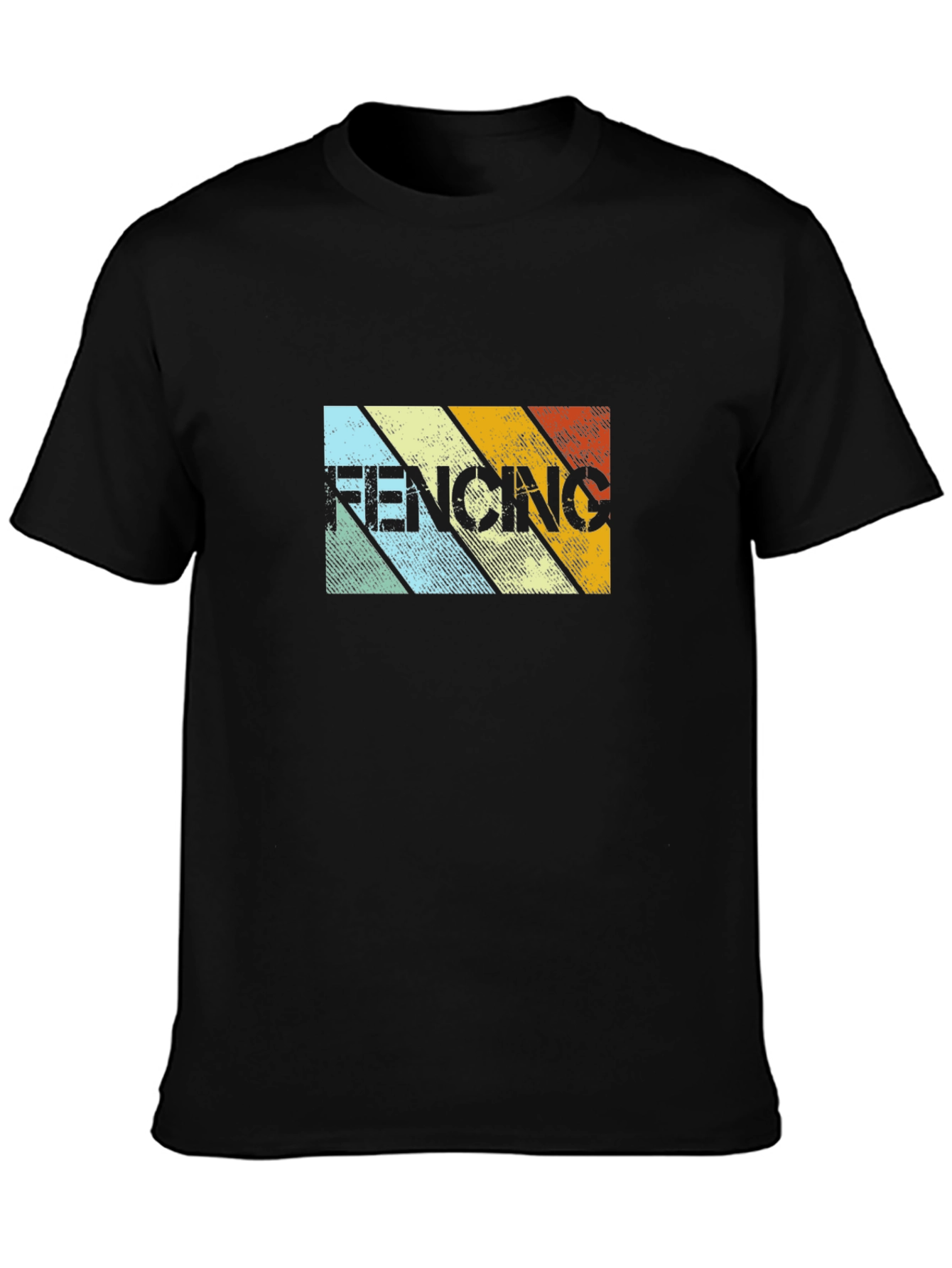 Retro Fencing Graphic T-Shirt - Black