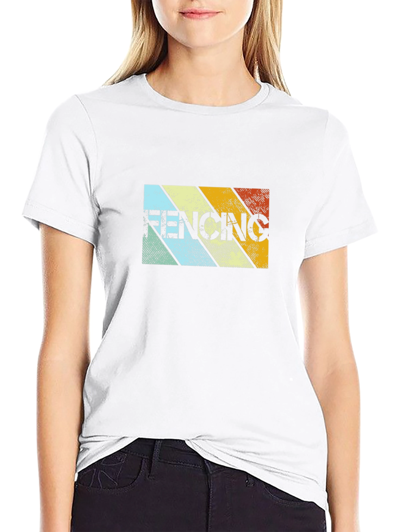 Retro Fencing Graphic T-Shirt - Black