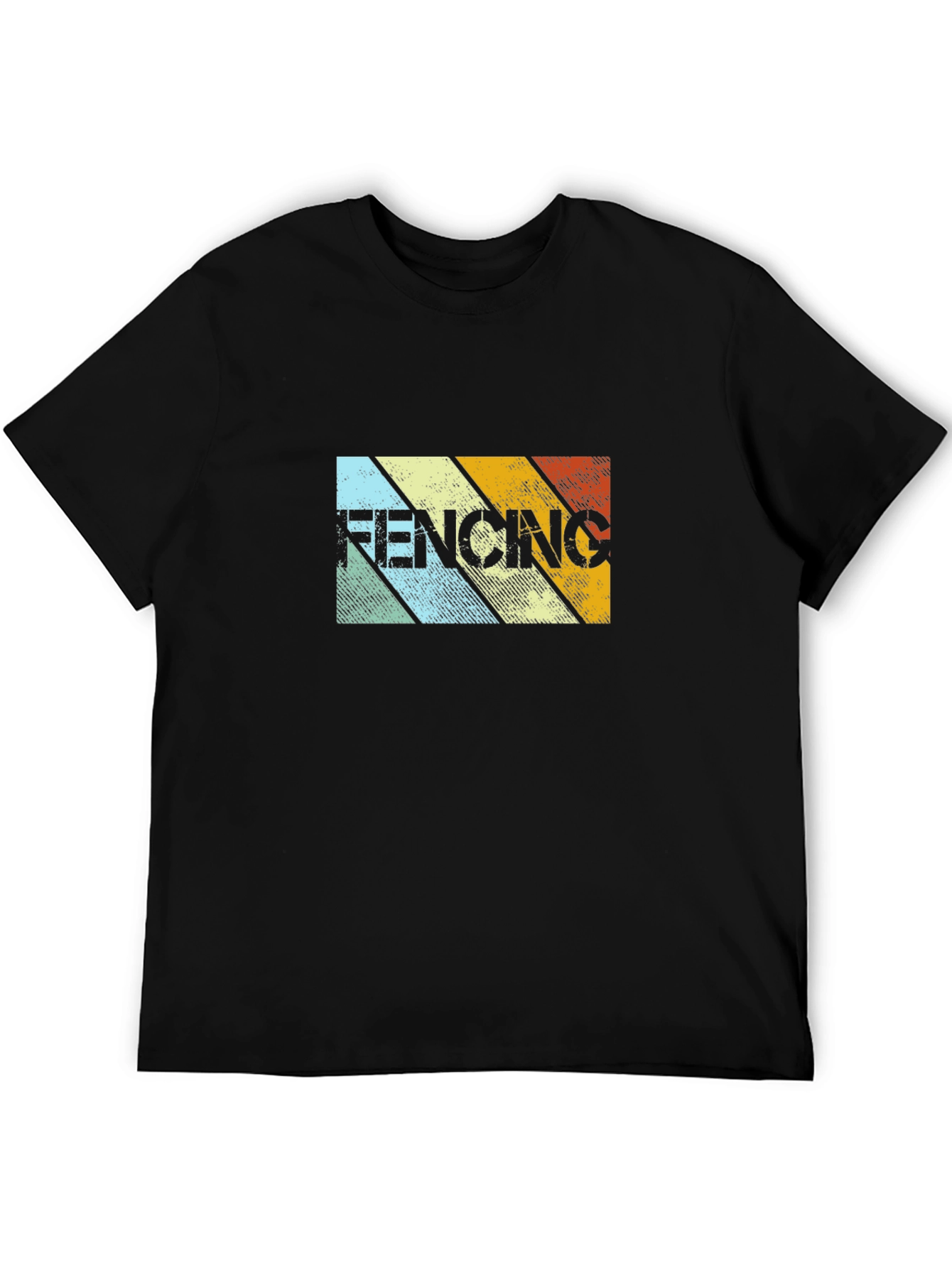 Retro Fencing Graphic T-Shirt - Black