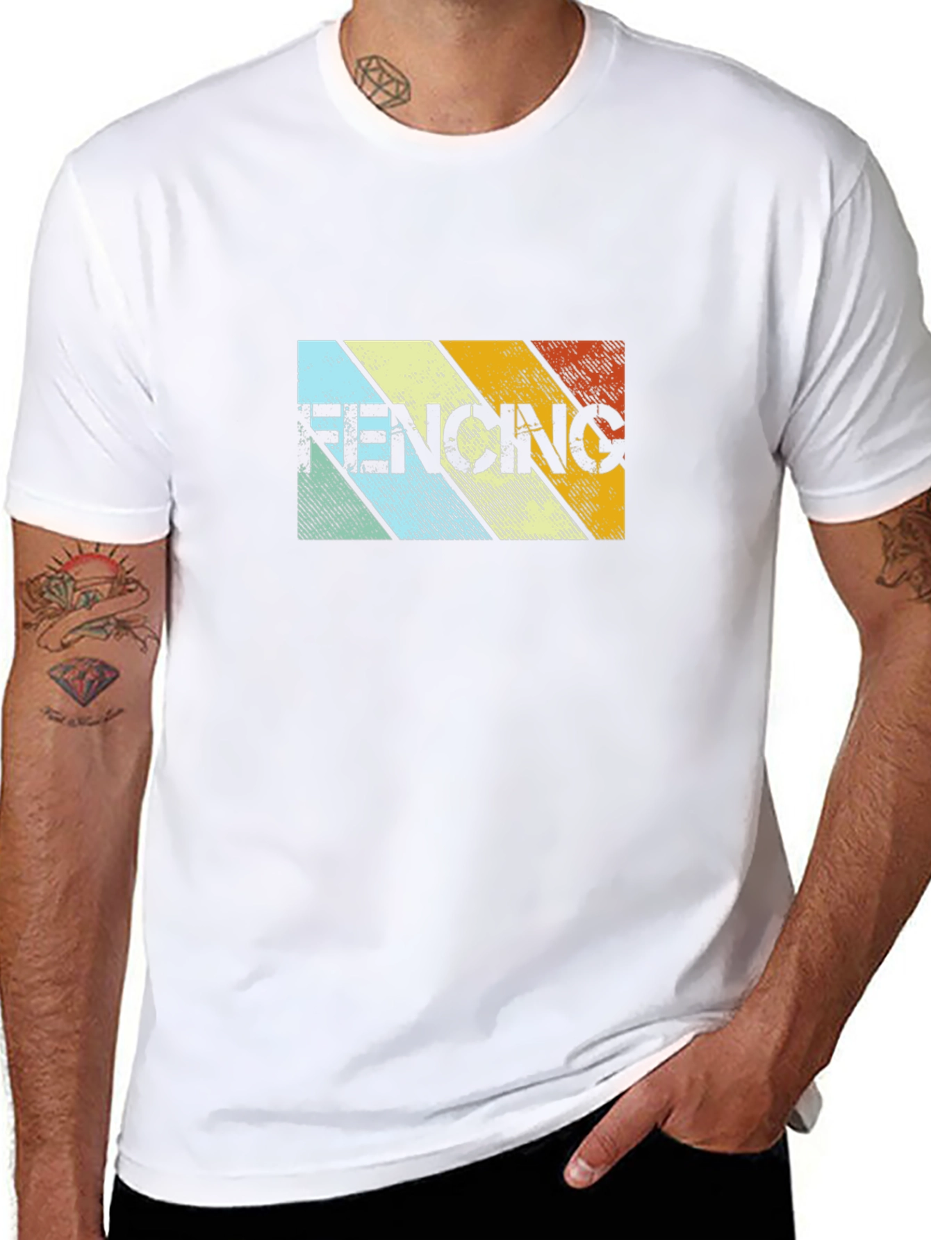 Retro Fencing Graphic T-Shirt - Black