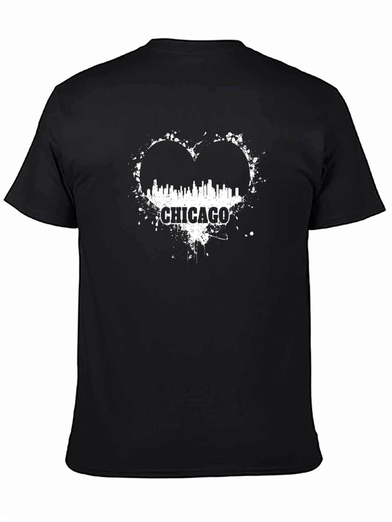 Chicago Heart Skyline T-Shirt - Black