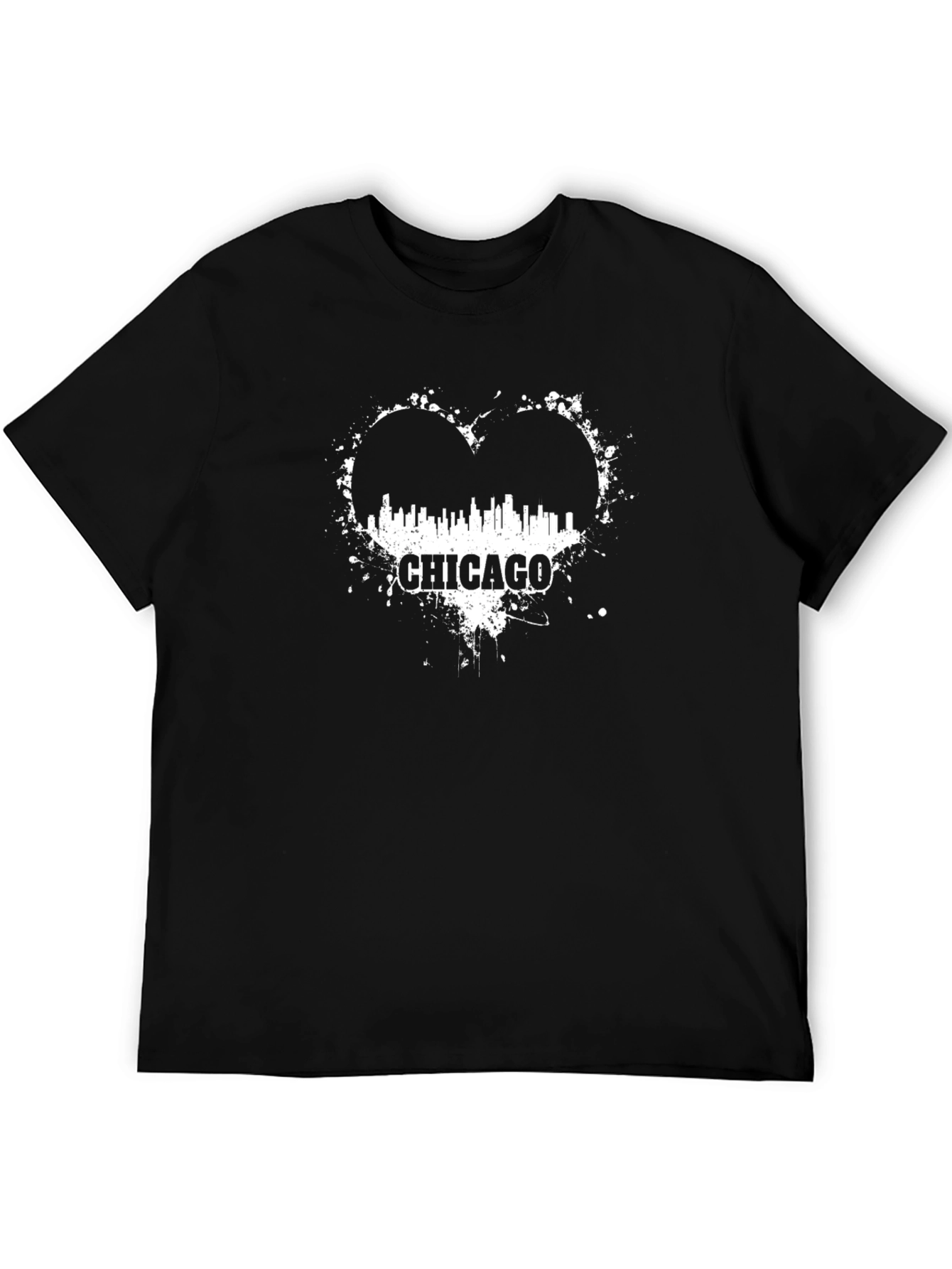 Chicago Heart Skyline T-Shirt - Black