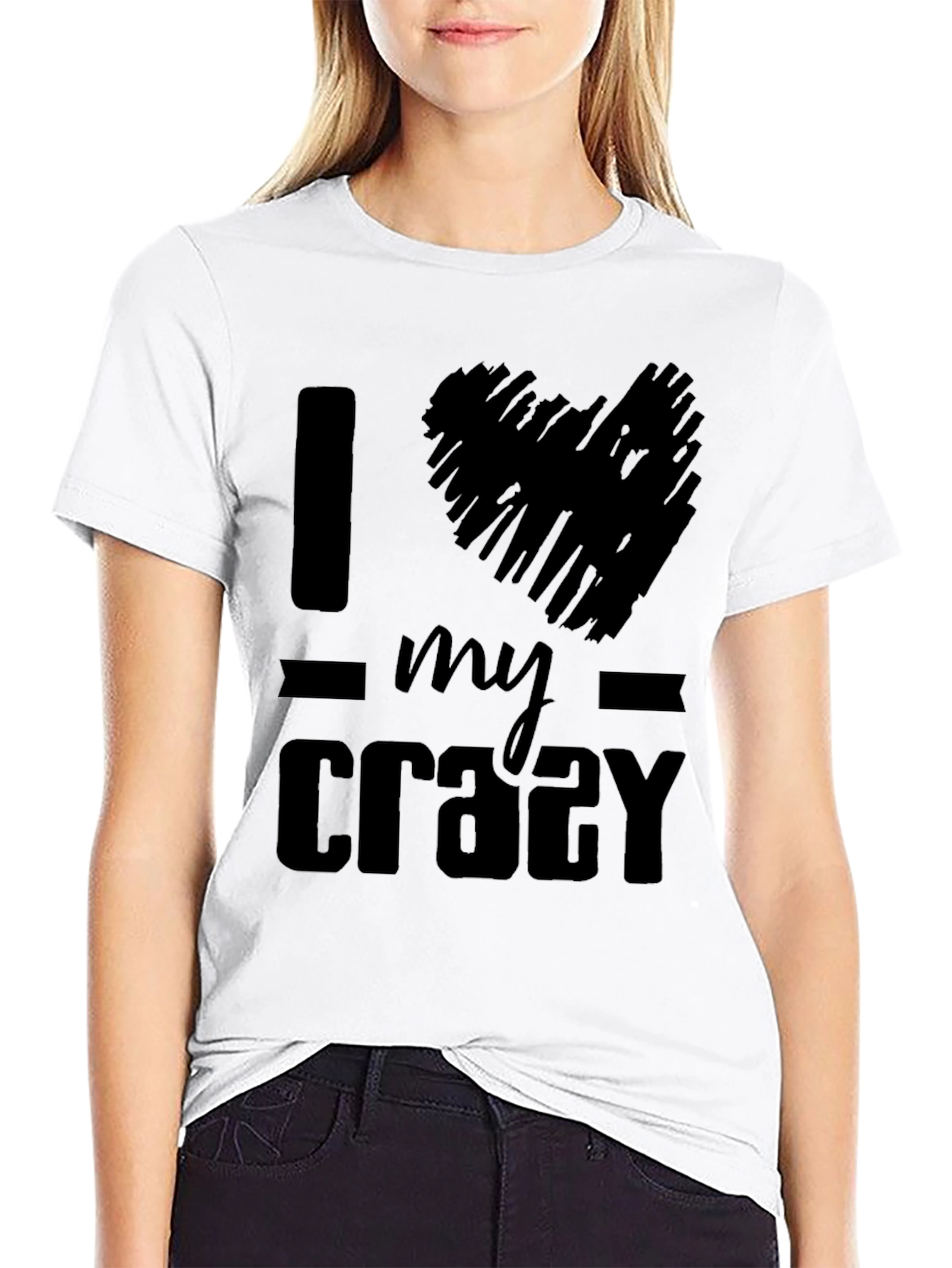 I Heart My Crazy T-Shirt - Black Graphic Tee