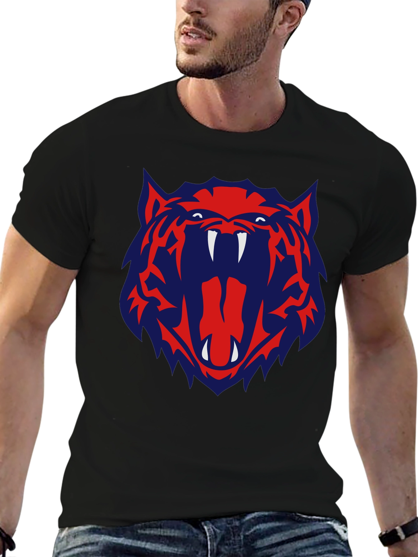 Bold Graphic Tee - Tiger Roar Design - Black