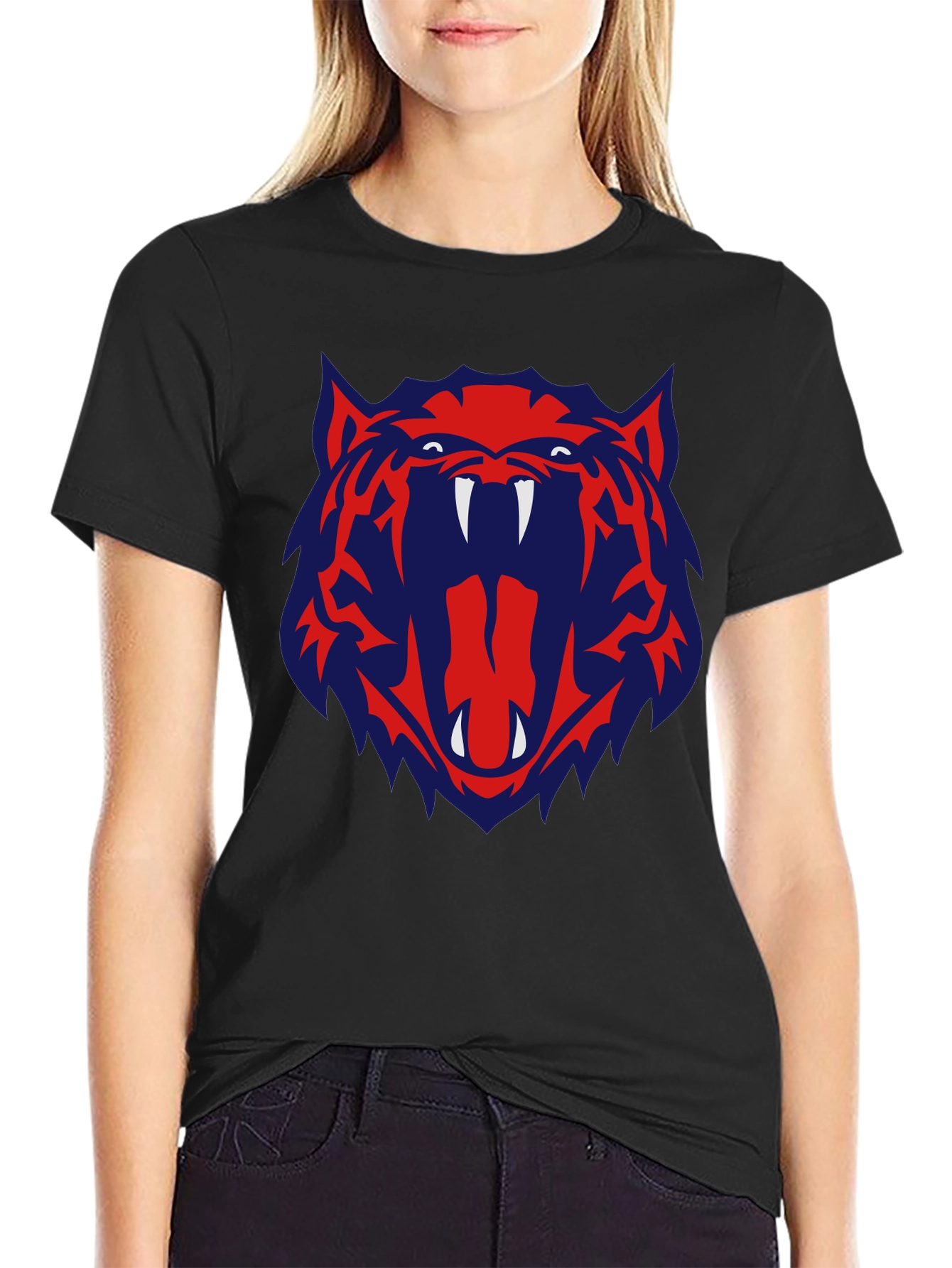 Bold Graphic Tee - Tiger Roar Design - Black