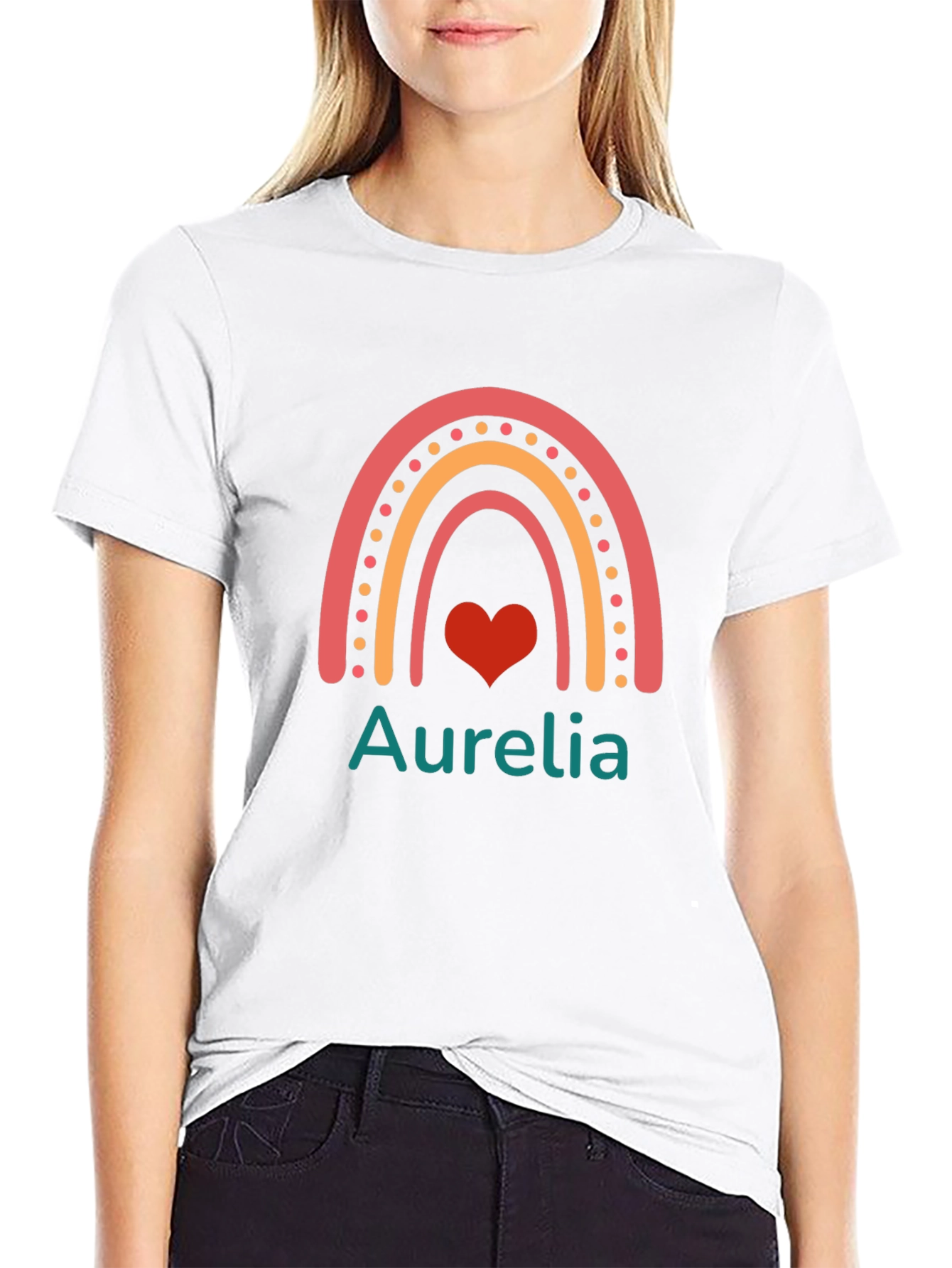 Aurelia Rainbow Heart Personalized T-Shirt