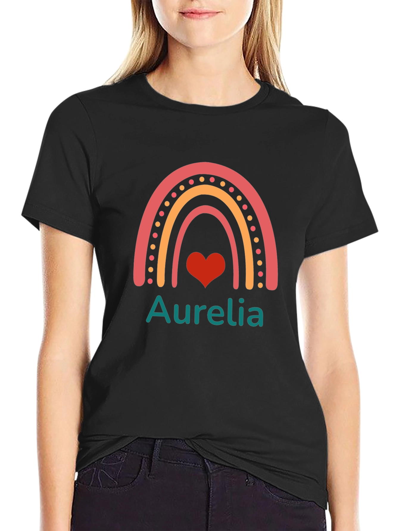 Aurelia Rainbow Heart Personalized T-Shirt