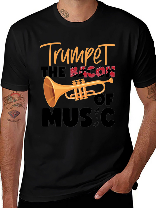 Trumpet Bacon of Music Black T-Shirt