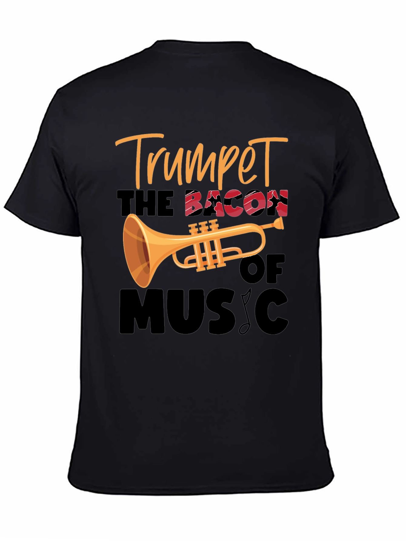 Trumpet Bacon of Music Black T-Shirt