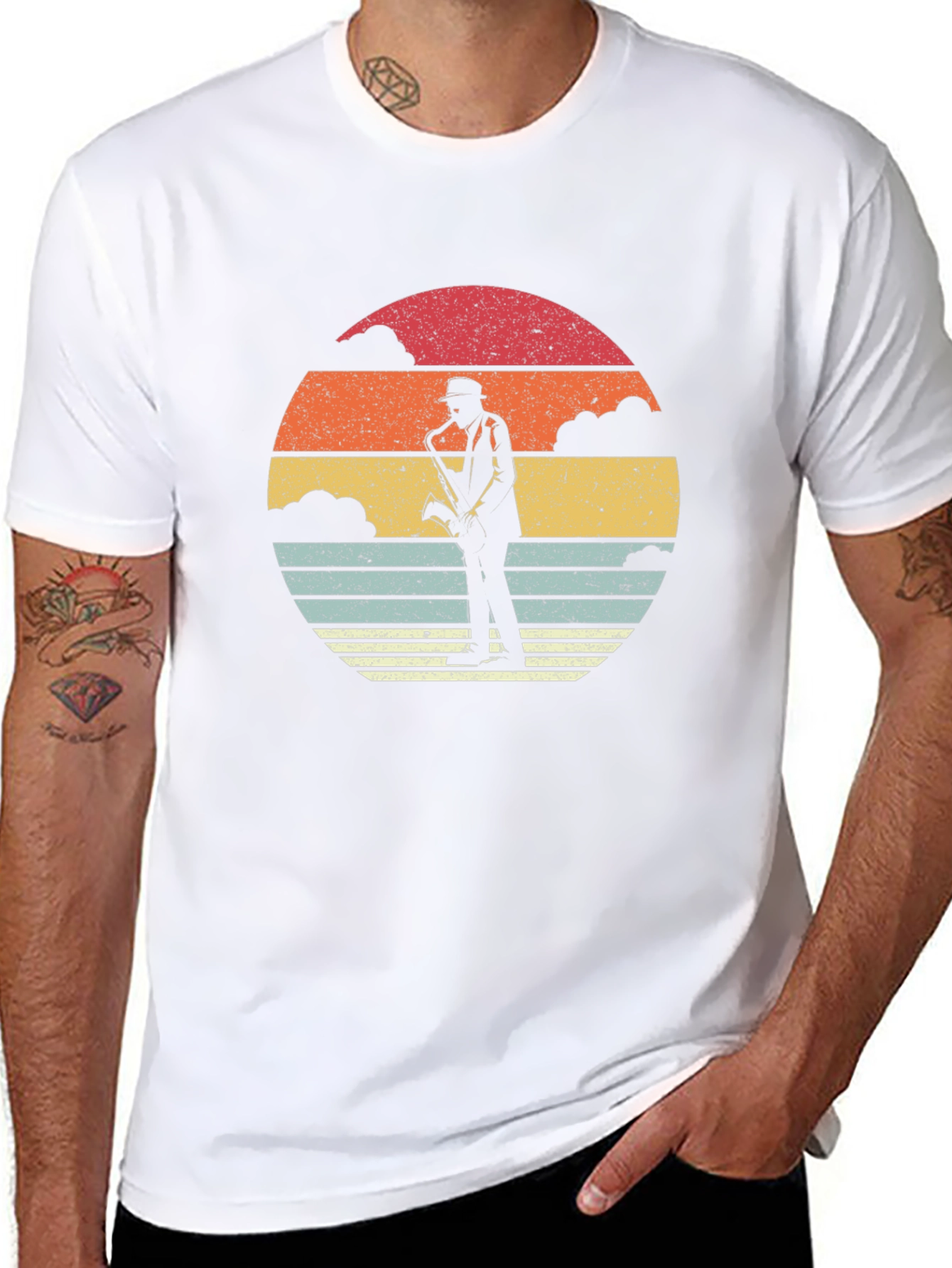 Retro Saxophone Sunset Graphic T-Shirt