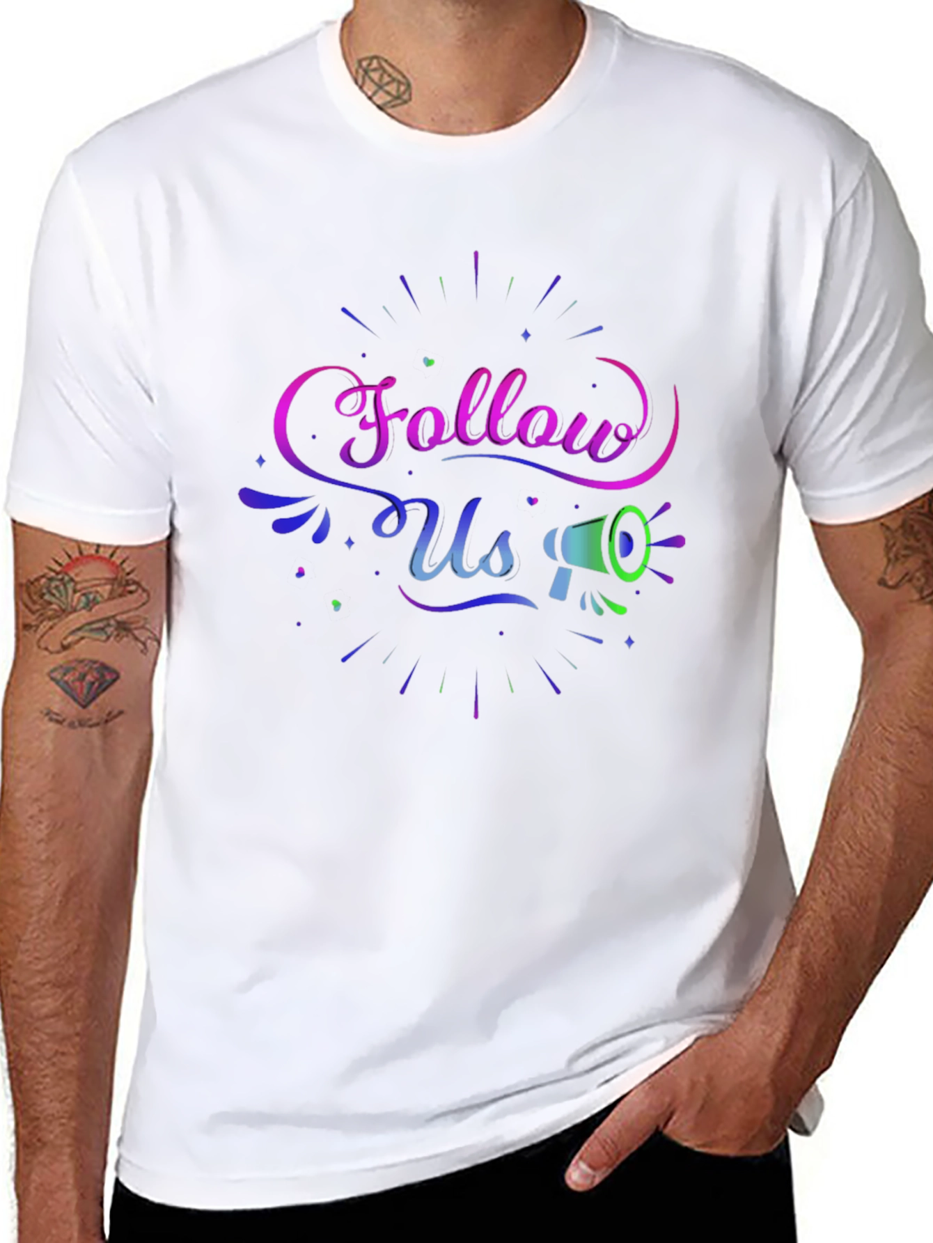 Follow Us Graphic Print Black T-Shirt