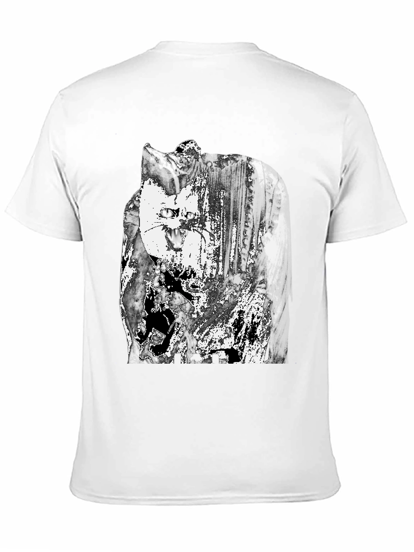 Abstract Cat Graphic T-Shirt - Black