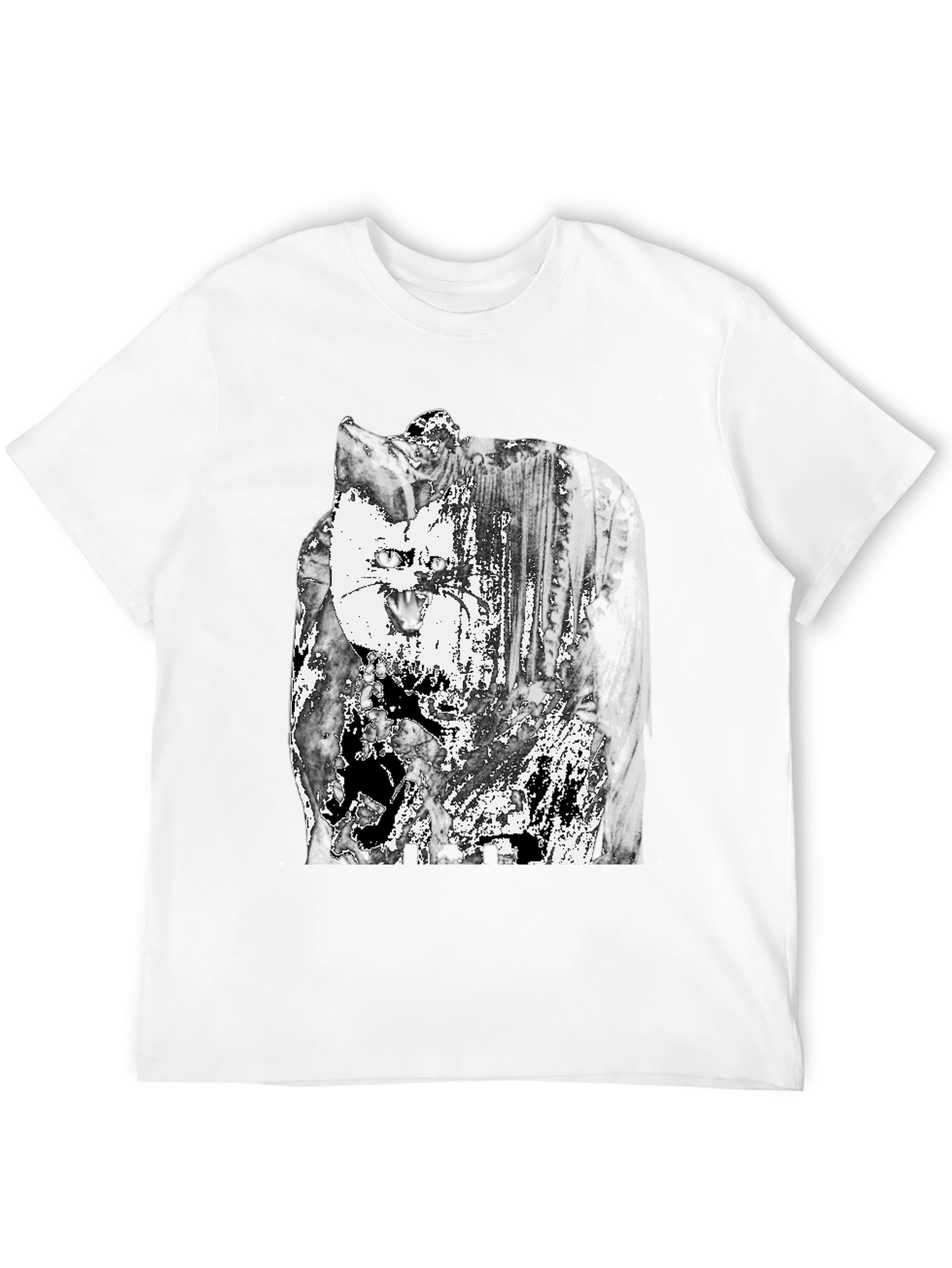 Abstract Cat Graphic T-Shirt - Black