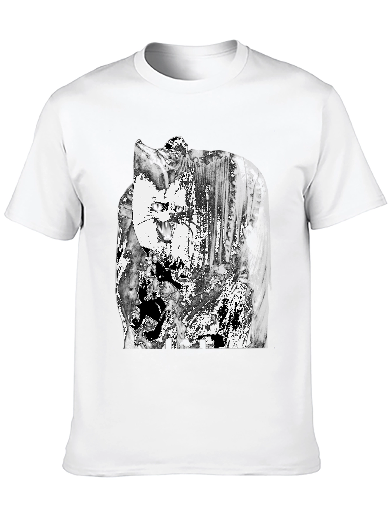 Abstract Cat Graphic T-Shirt - Black