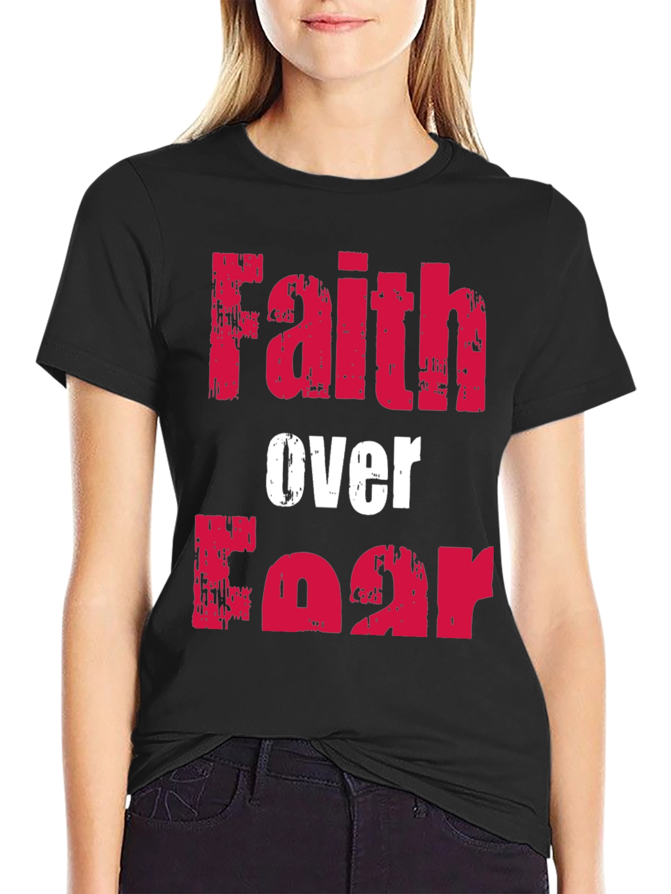 Faith Over Fear Graphic T-Shirt - Black
