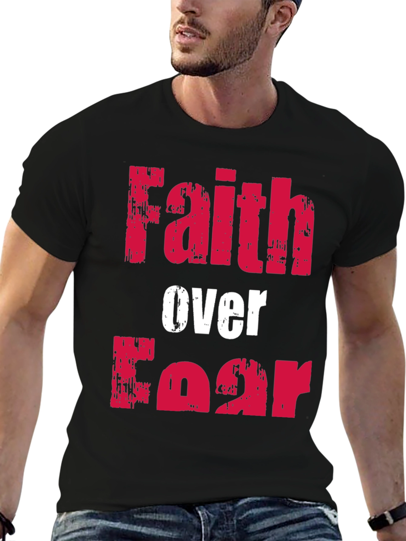 Faith Over Fear Graphic T-Shirt - Black
