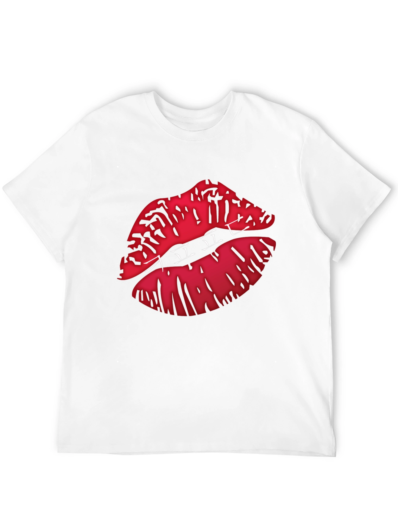 Graphic Lips Print Black Crew Neck T-Shirt