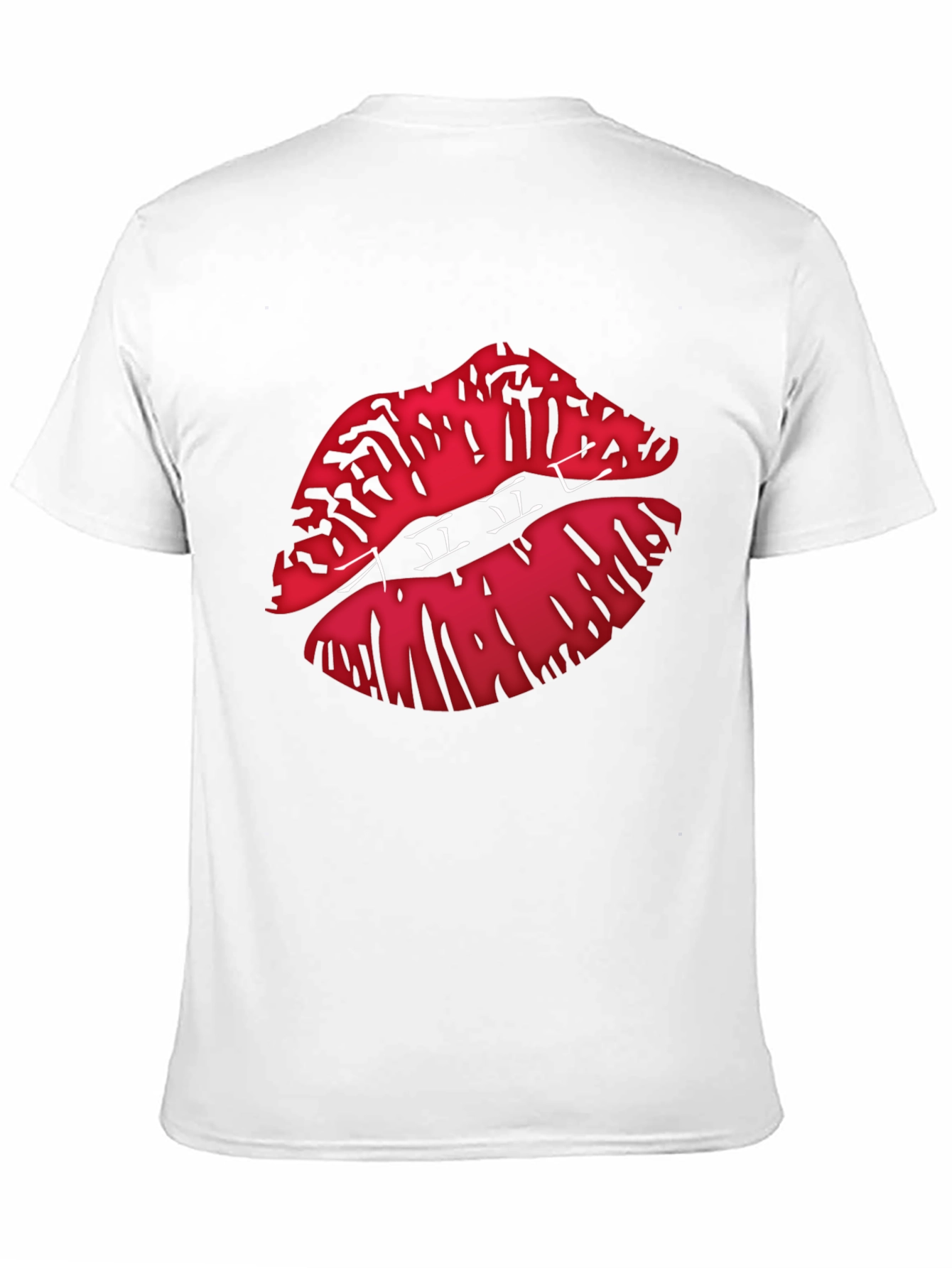 Graphic Lips Print Black Crew Neck T-Shirt