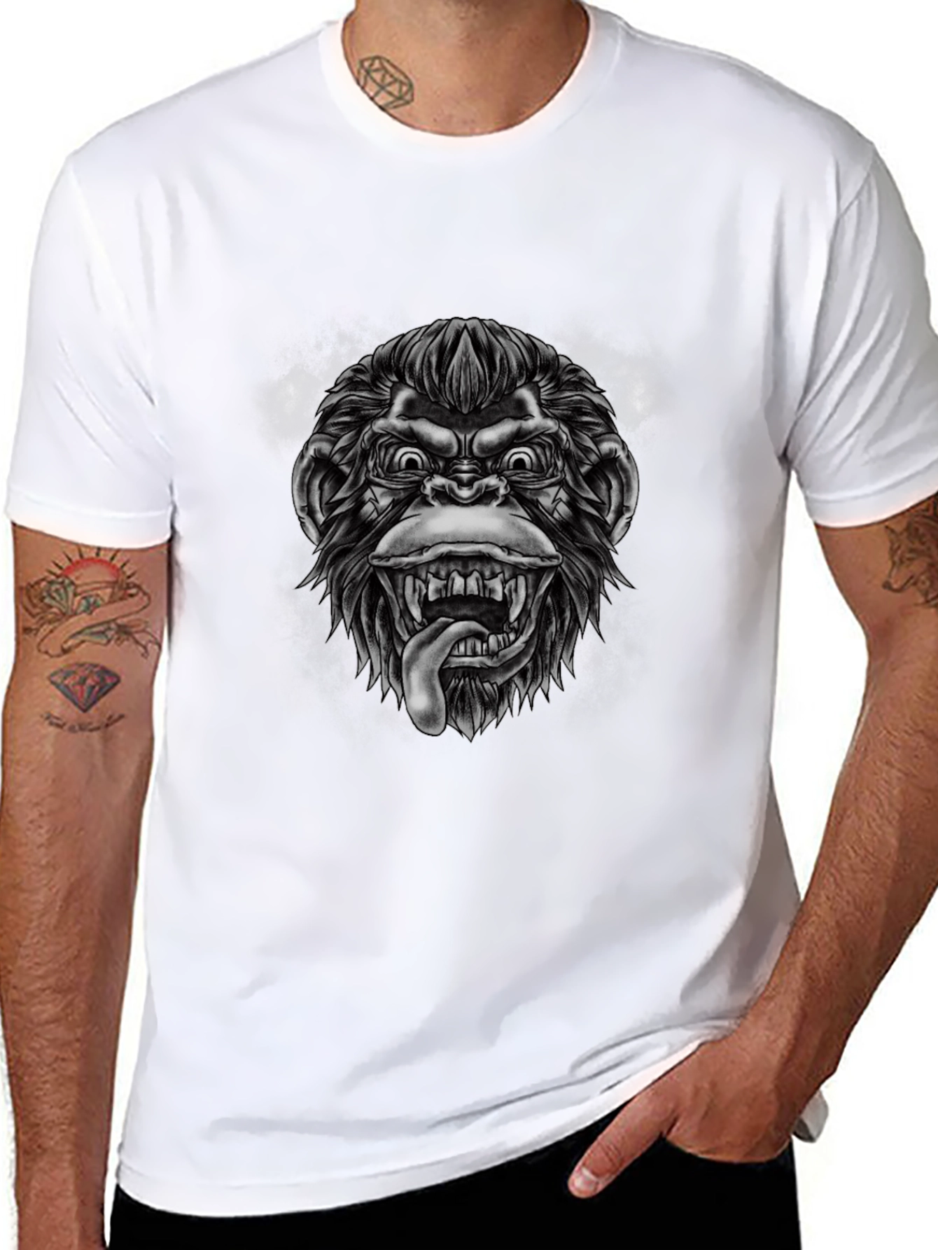 Graphic Monkey T-Shirt - Black