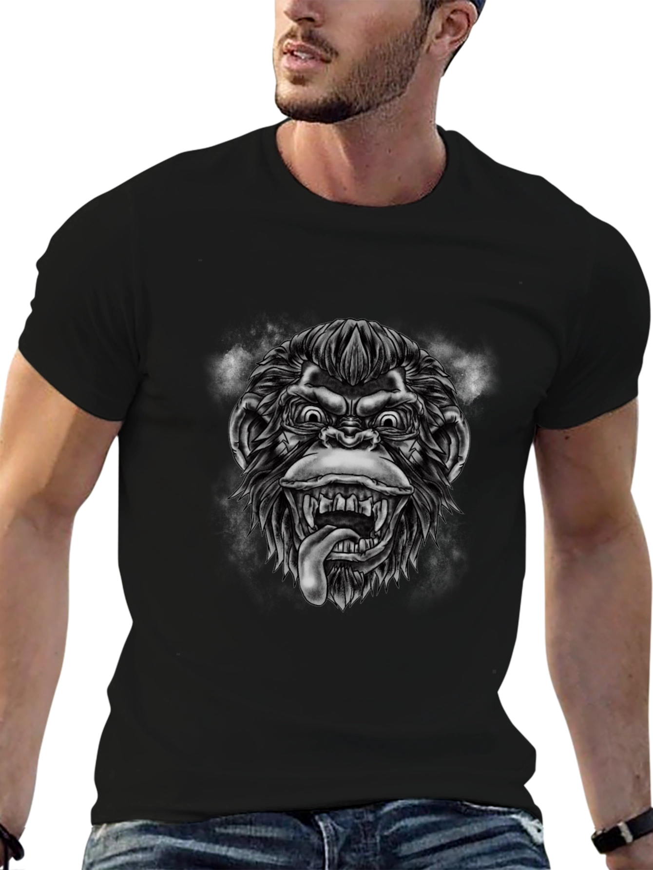Graphic Monkey T-Shirt - Black