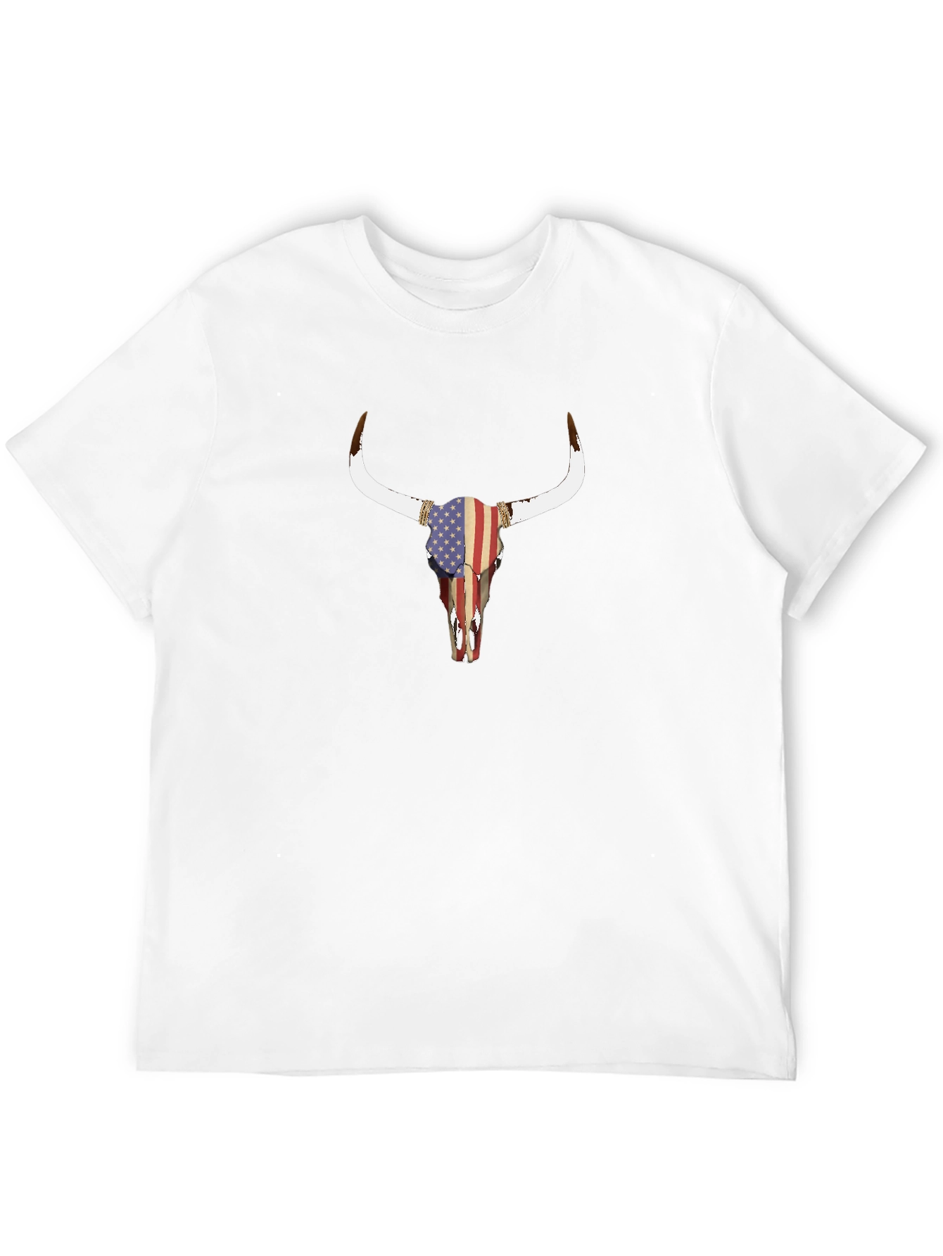 American Flag Bull Skull Graphic T-Shirt