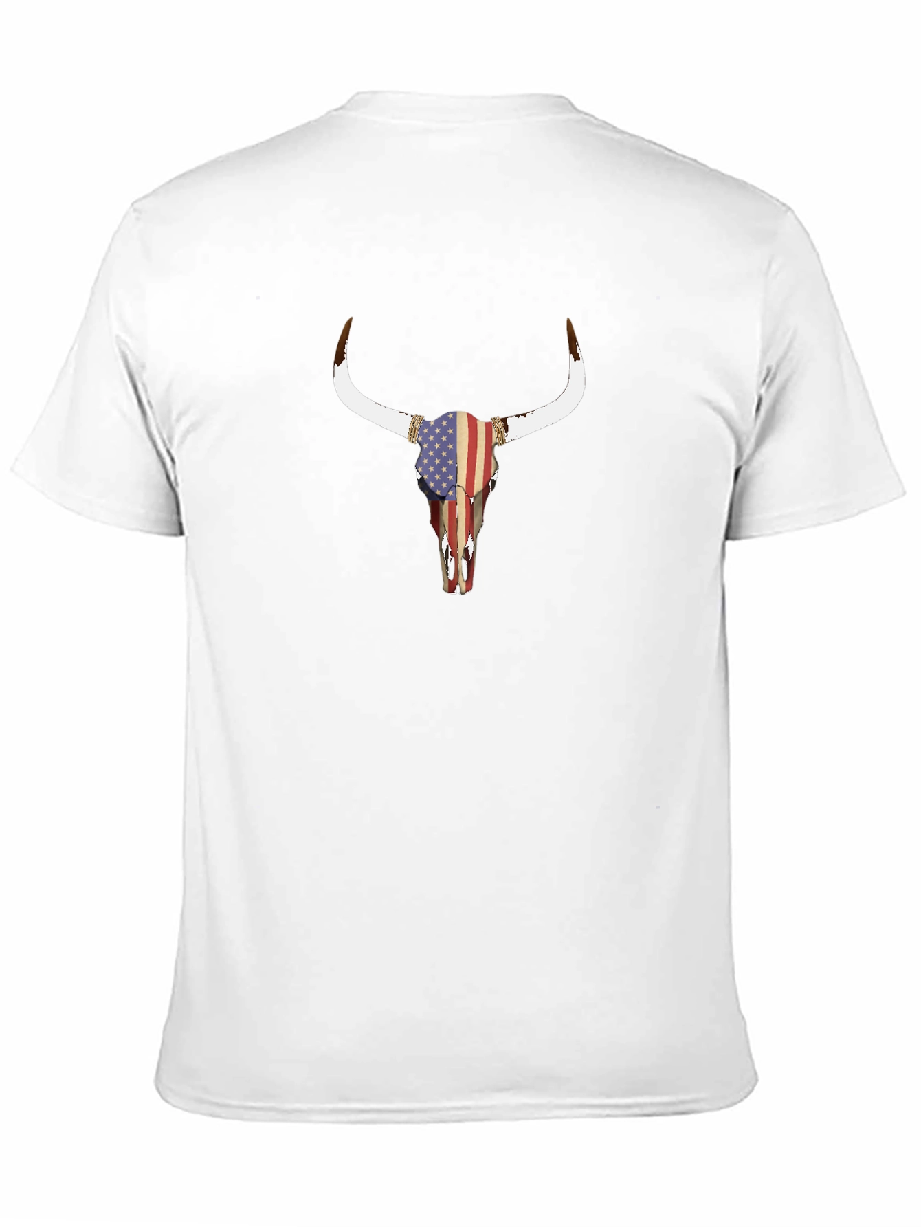 American Flag Bull Skull Graphic T-Shirt
