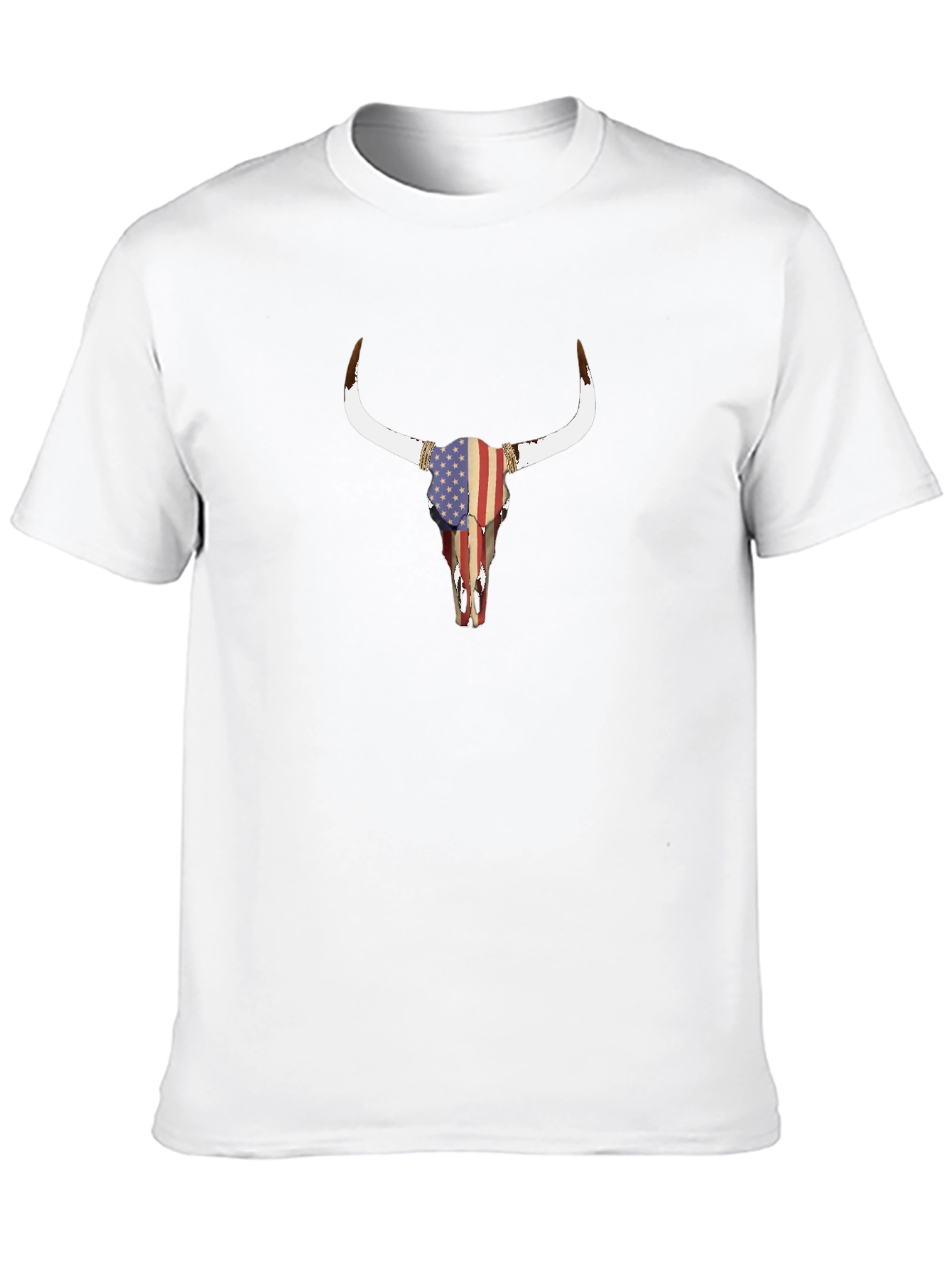 American Flag Bull Skull Graphic T-Shirt