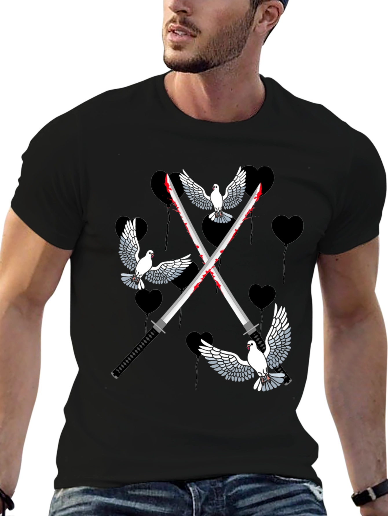 Doves and Swords Graphic T-Shirt