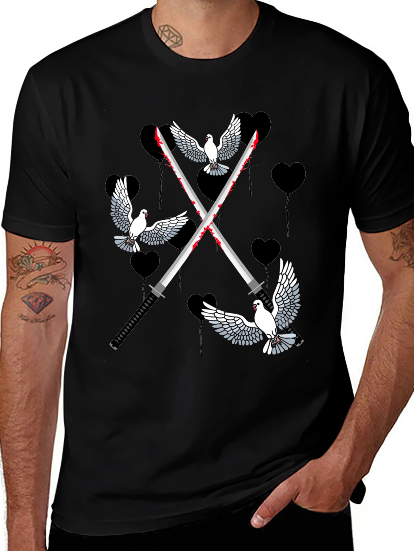 Doves and Swords Graphic T-Shirt