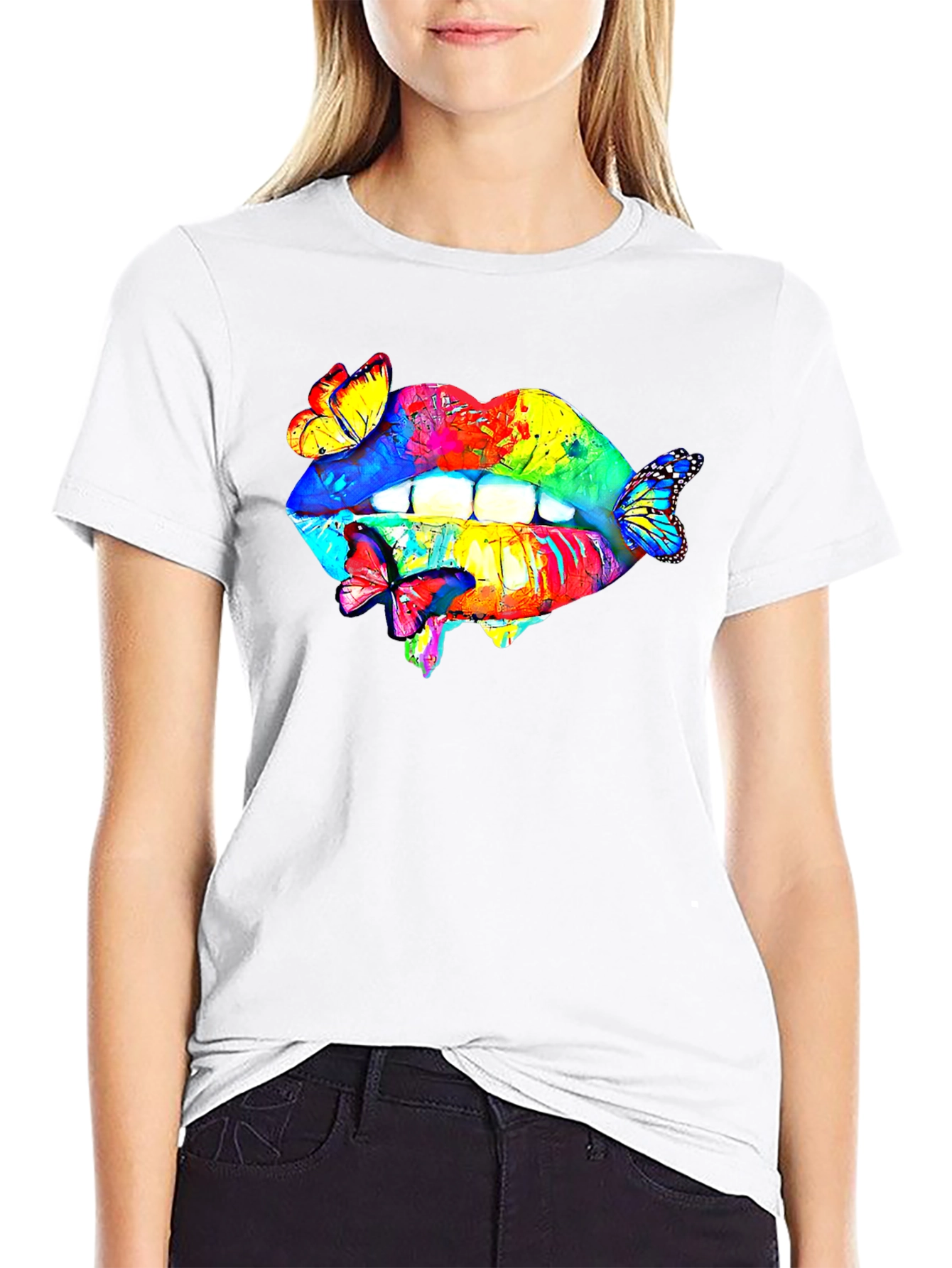 Lips and Butterflies Graphic Tee