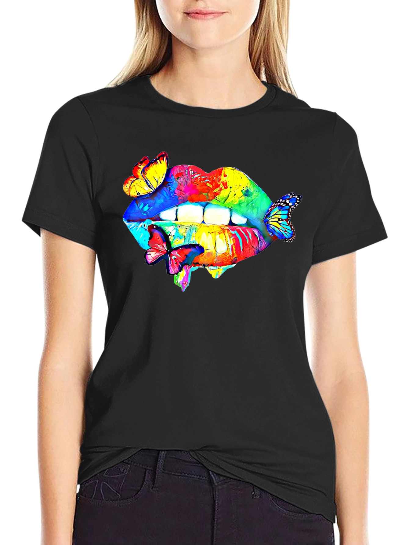 Lips and Butterflies Graphic Tee