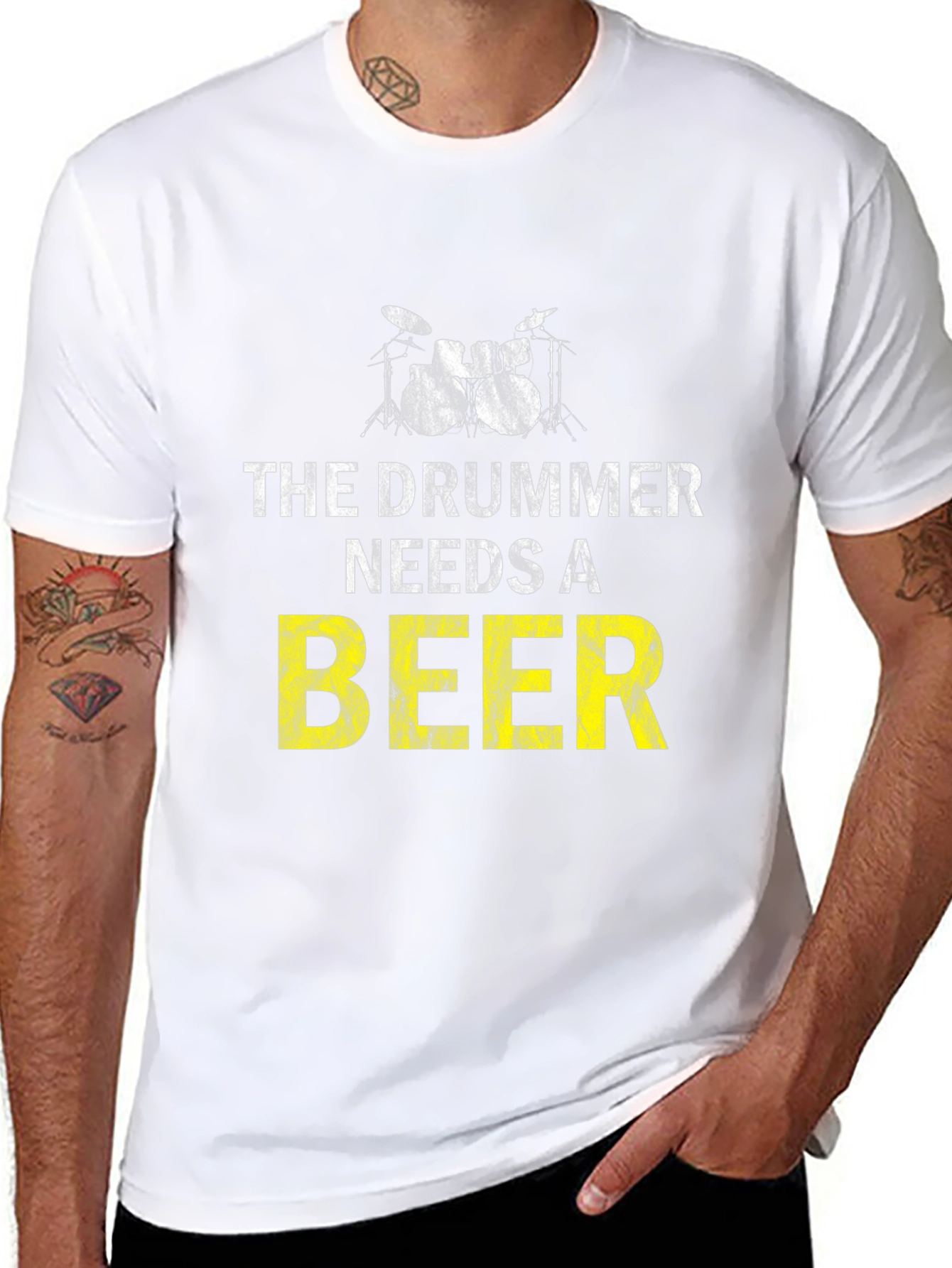 Drummer Needs Beer T-Shirt - Music Lover Tee