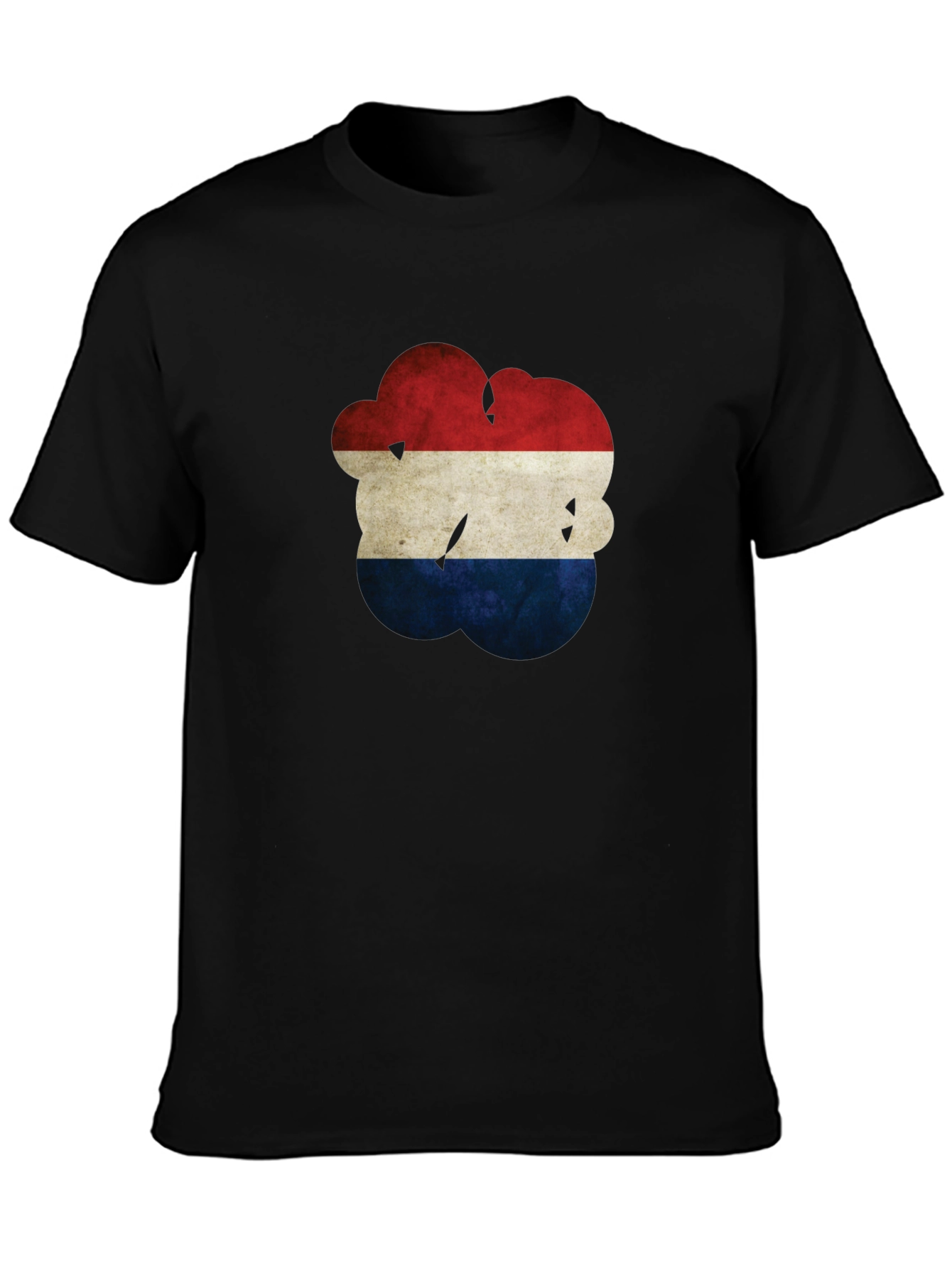 Distressed Netherlands Flag Graphic Tee - Black Cotton