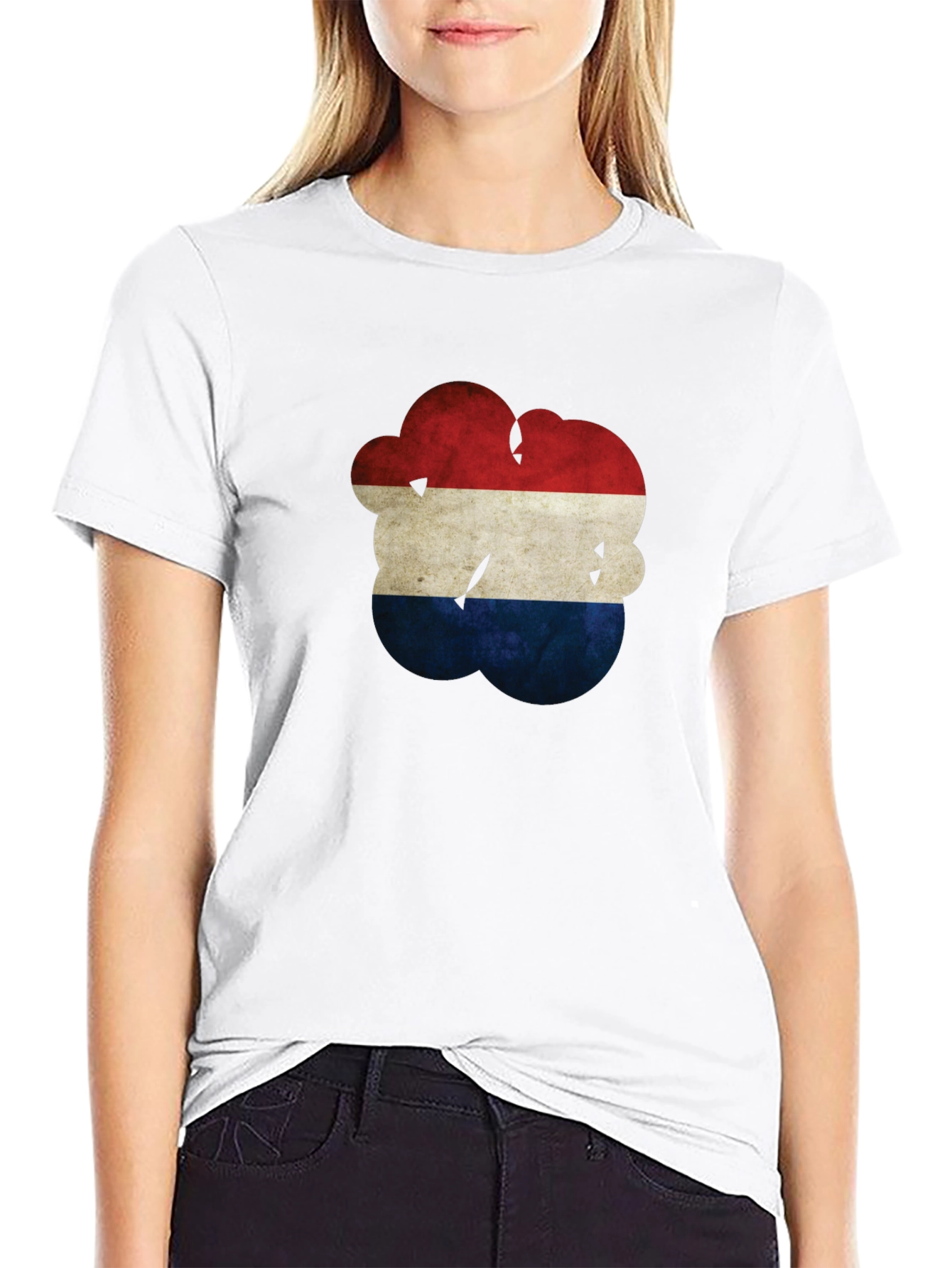 Distressed Netherlands Flag Graphic Tee - Black Cotton
