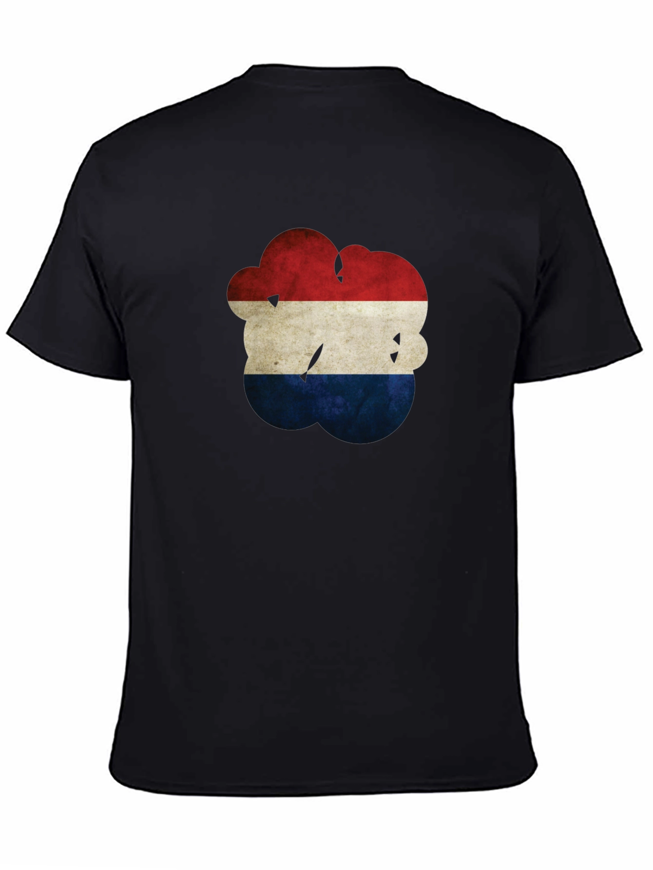 Distressed Netherlands Flag Graphic Tee - Black Cotton