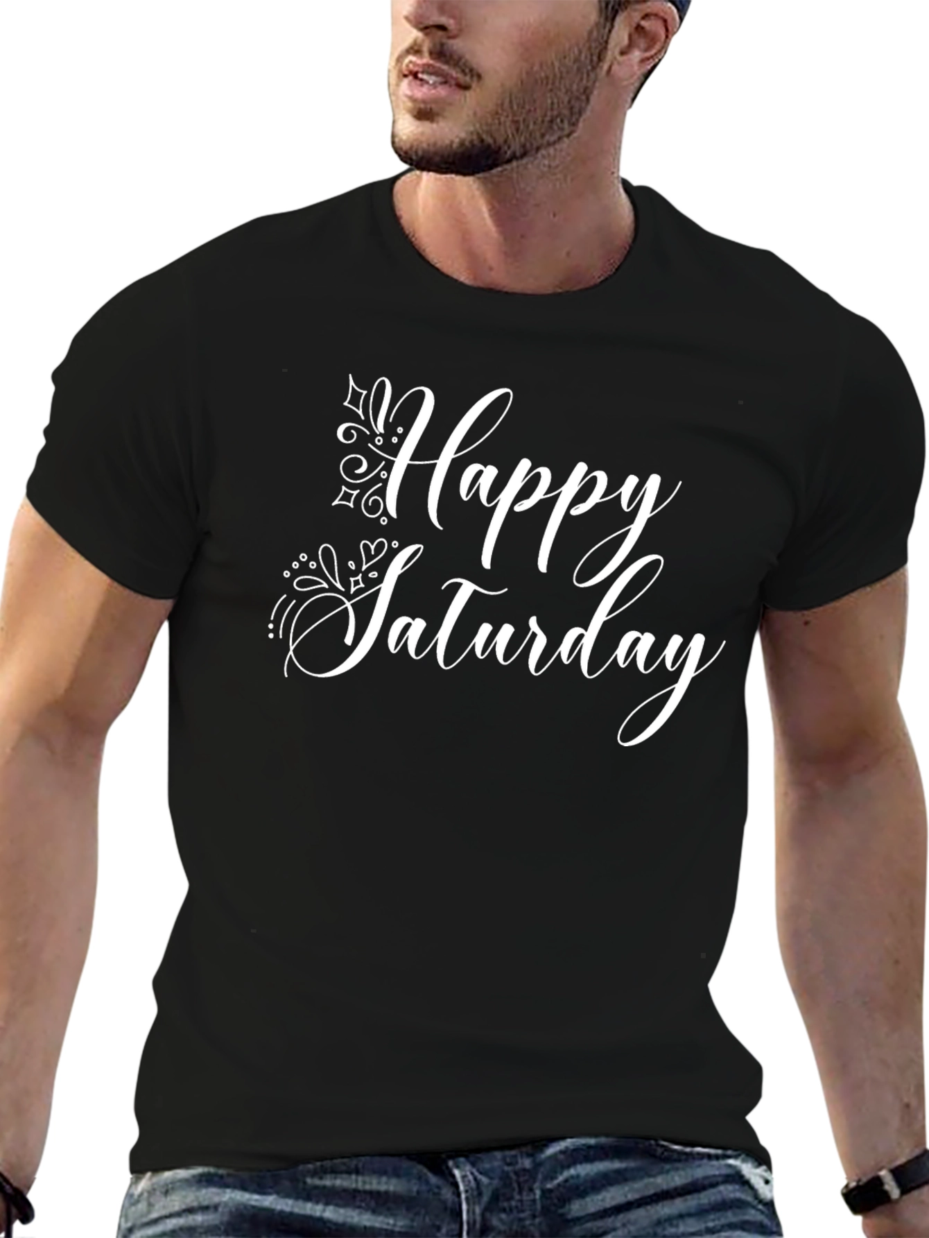 Happy Saturday Black T-Shirt
