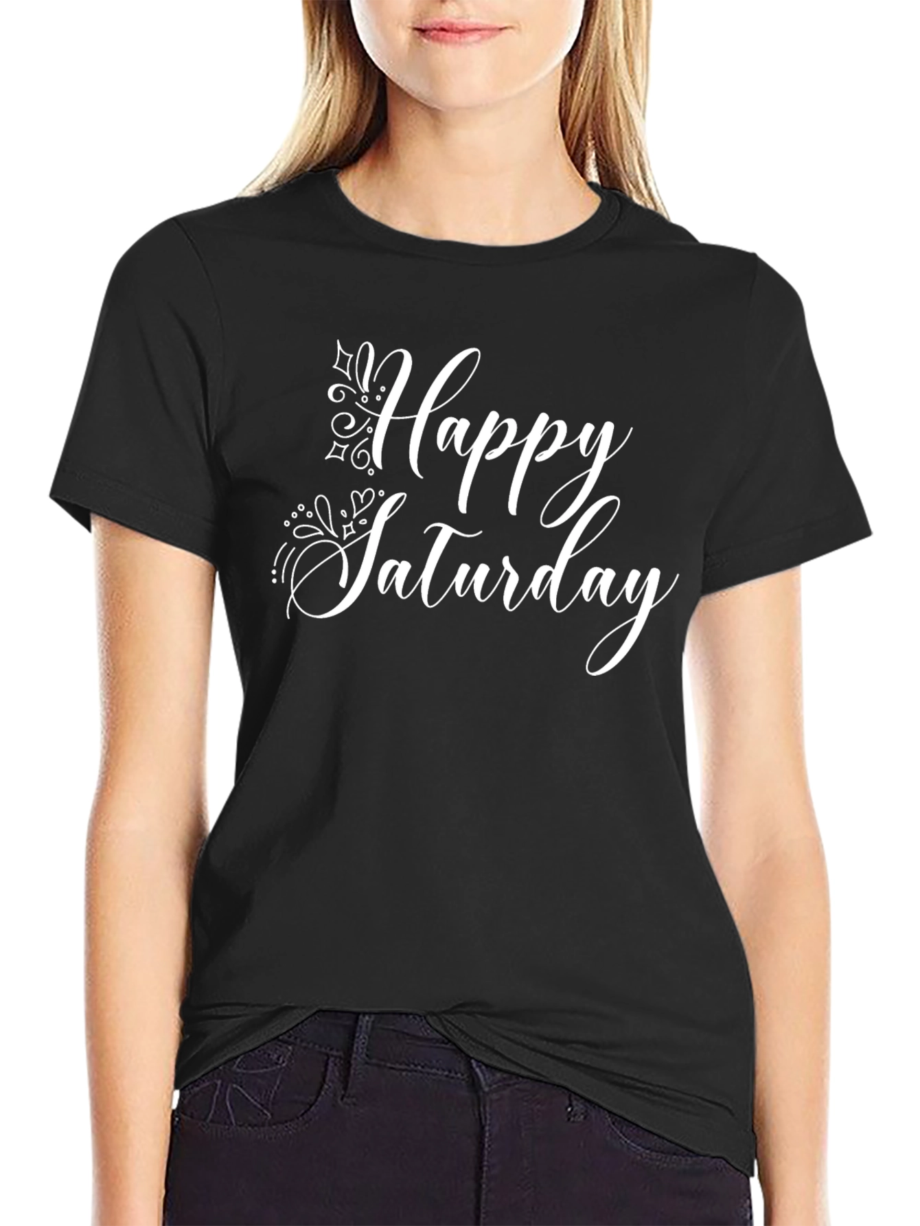 Happy Saturday Black T-Shirt