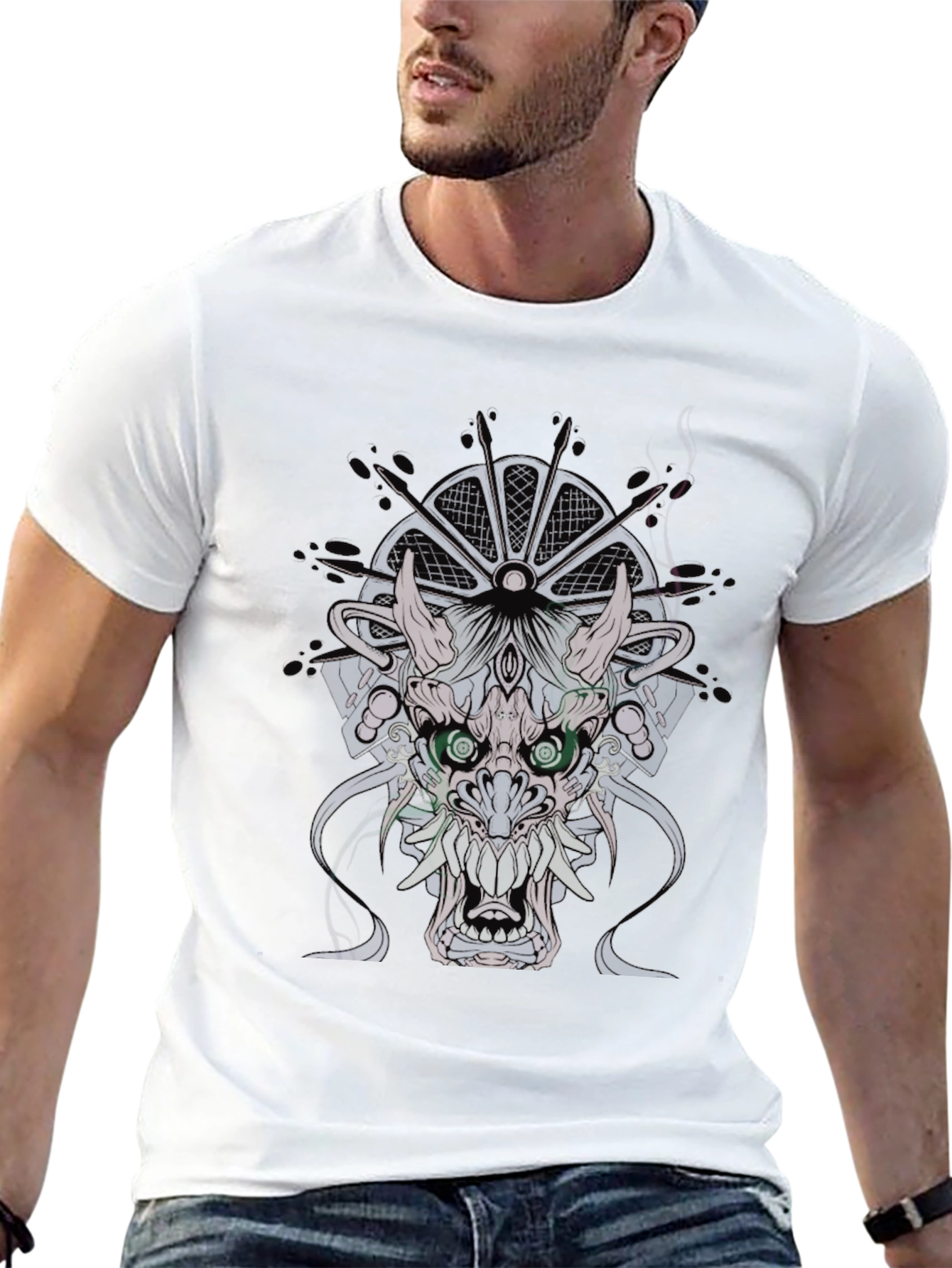 Mens Black T-Shirt with Dragon Graphic