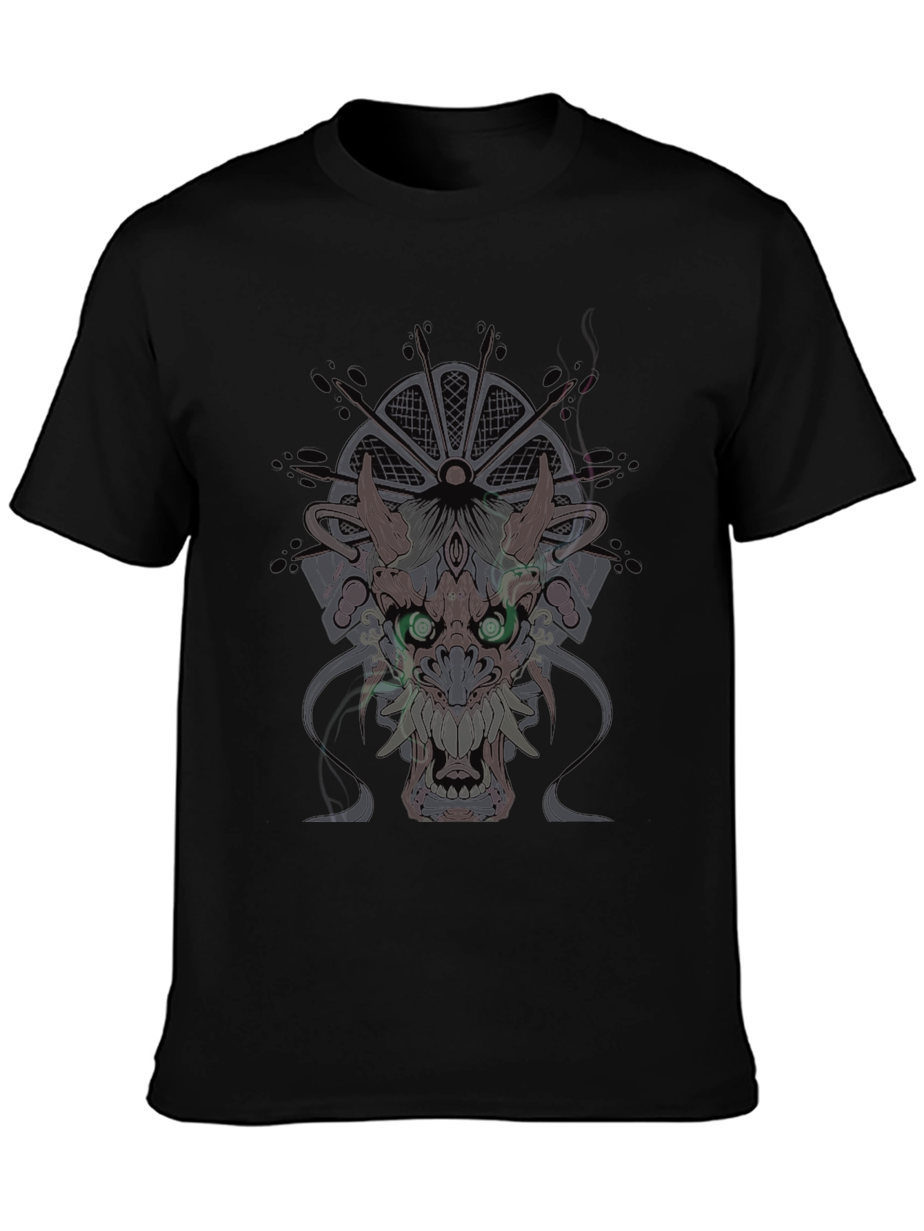 Mens Black T-Shirt with Dragon Graphic