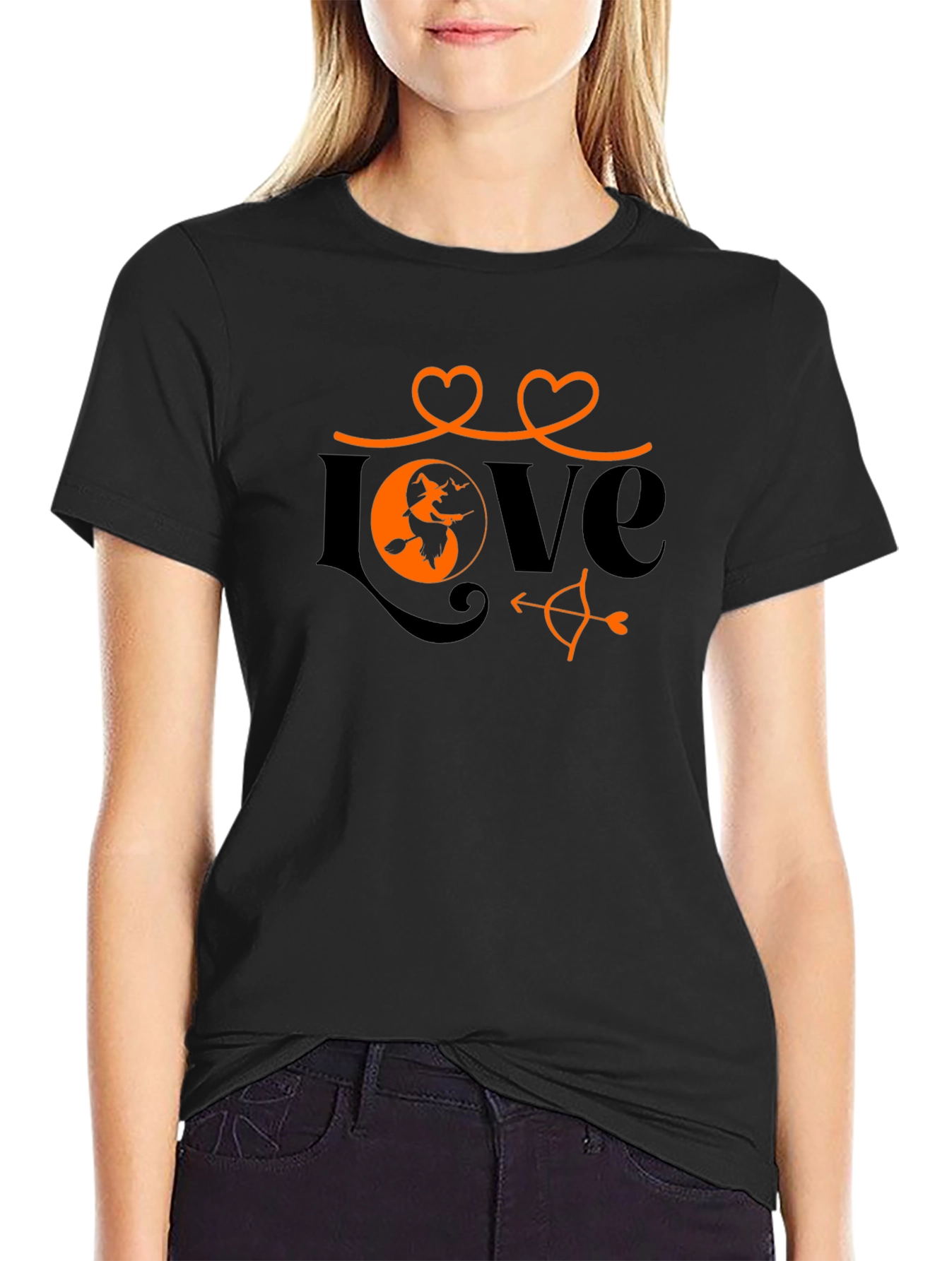 Halloween Love T-Shirt Witch Heart Design