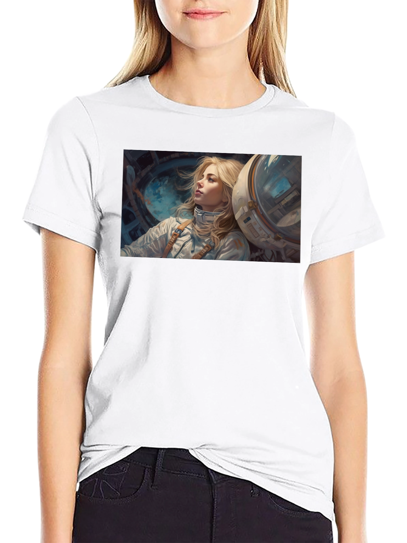 Astronaut Girl Graphic Tee - Unisex Black T-Shirt